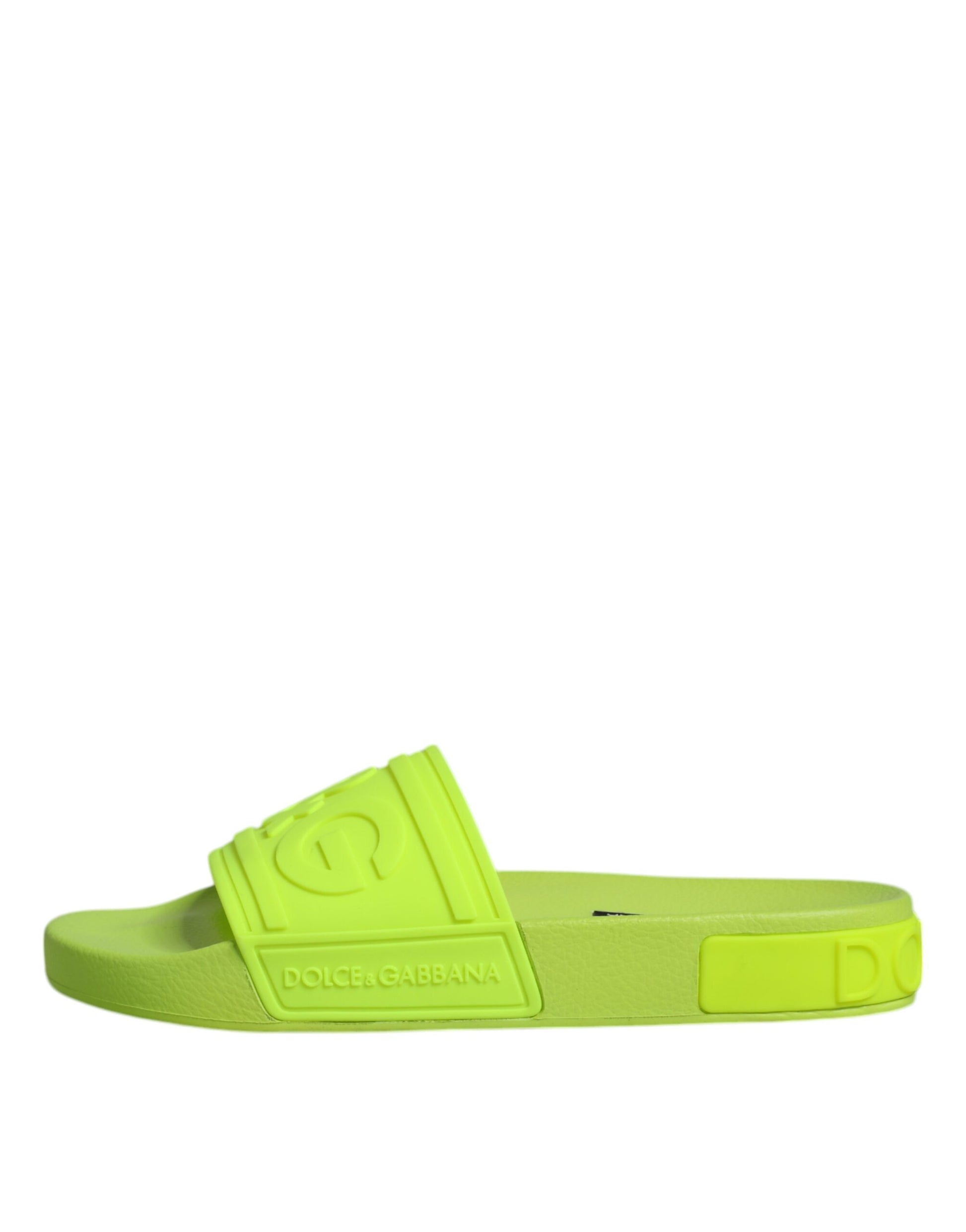 Dolce & Gabbana Green Rubber Slides Sandals Beachwear Shoes Dolce & Gabbana