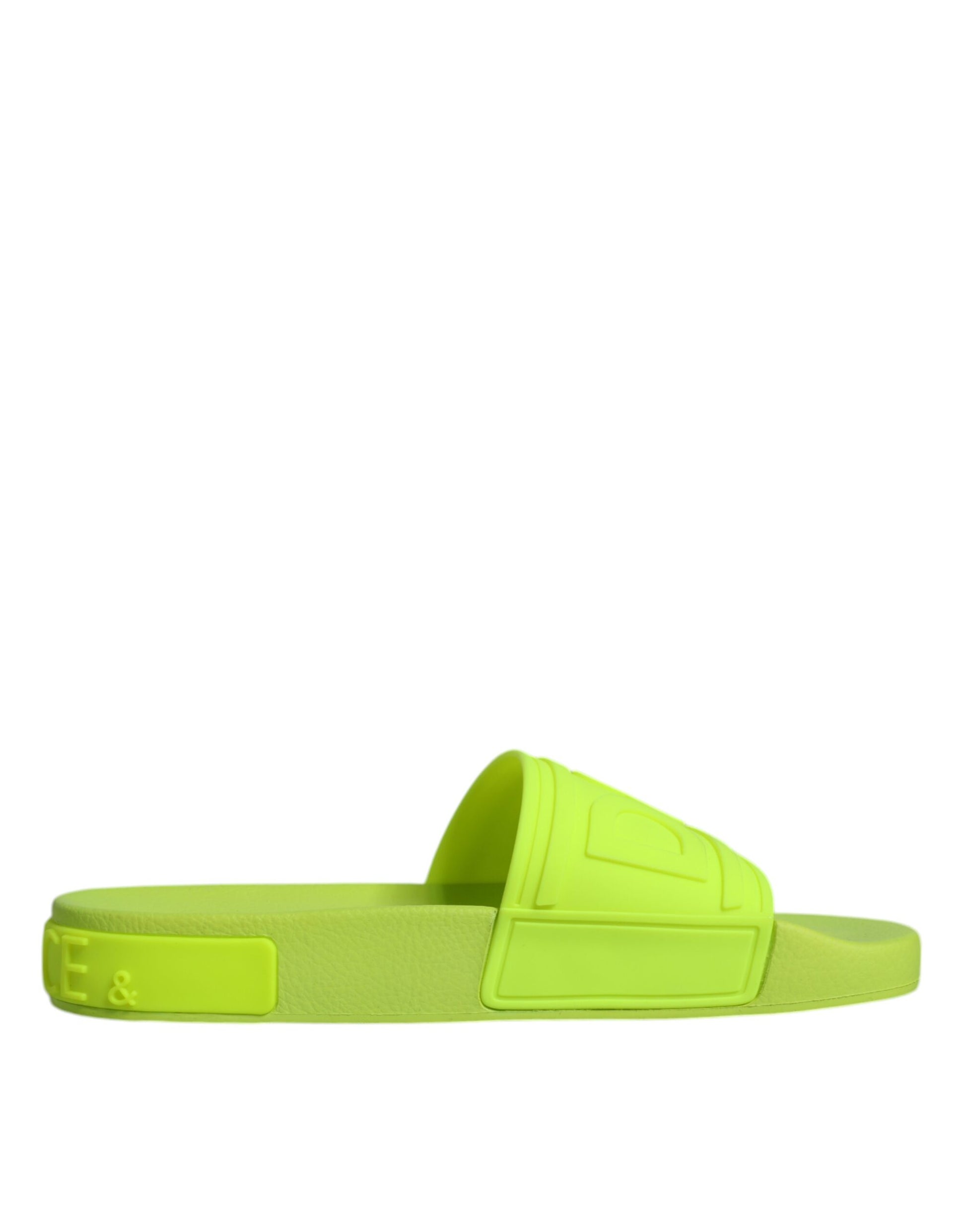 Dolce & Gabbana Green Rubber Slides Sandals Beachwear Shoes Dolce & Gabbana