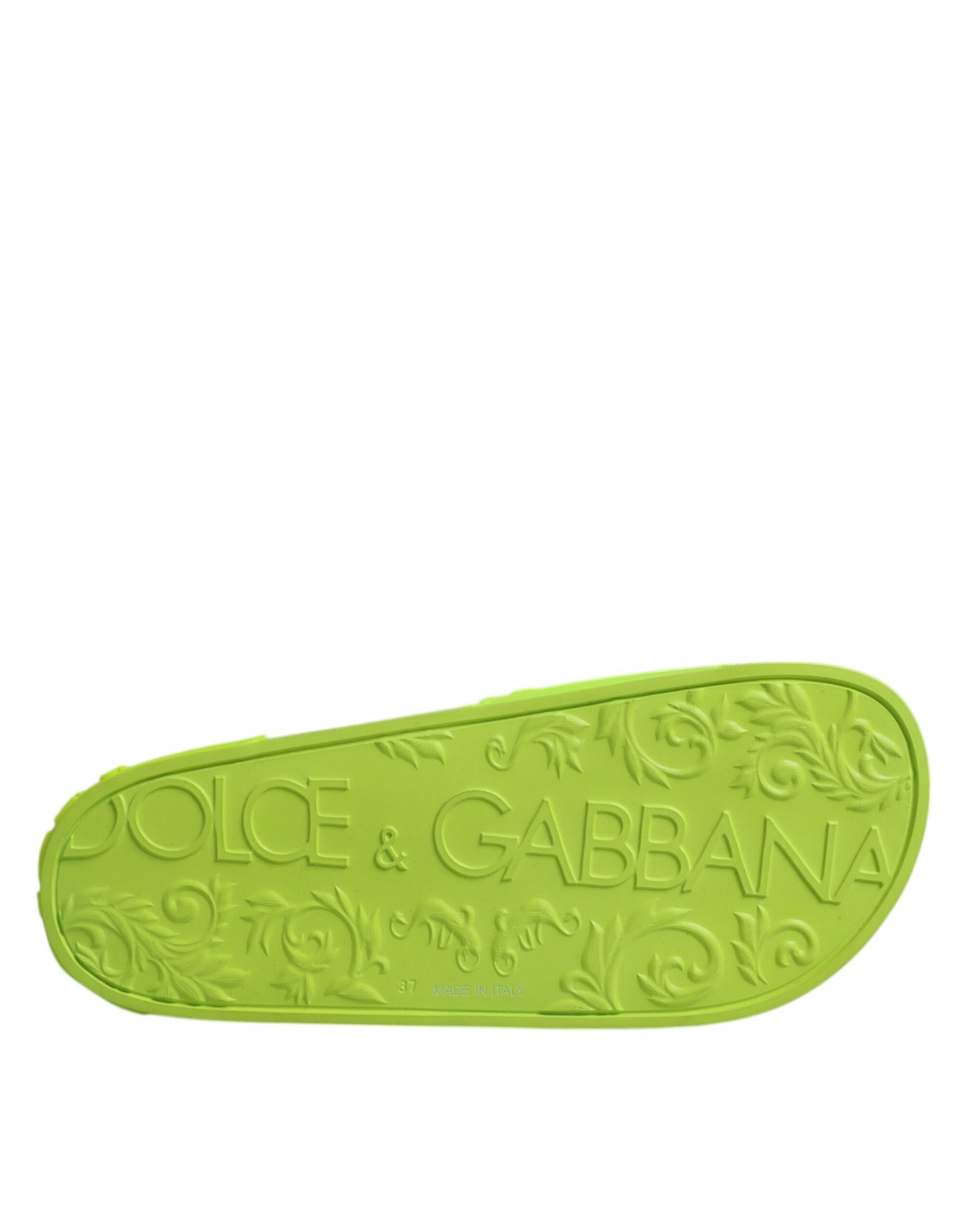 Dolce & Gabbana Green Rubber Slides Sandals Beachwear Shoes Dolce & Gabbana