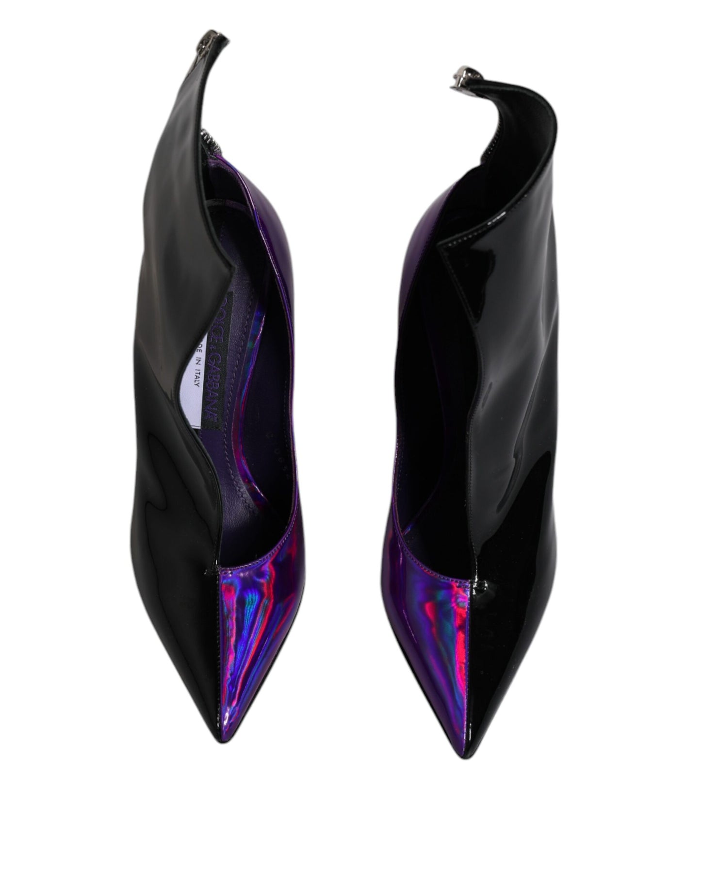 Dolce & Gabbana Purple Black Pointed Ankle Boots Shoes Dolce & Gabbana