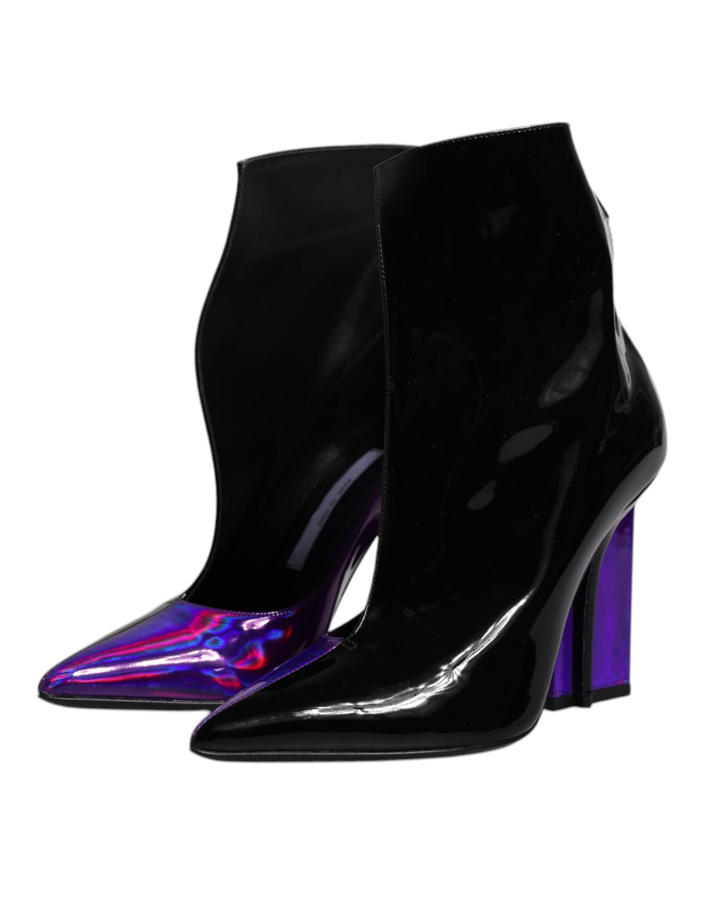 Dolce & Gabbana Purple Black Pointed Ankle Boots Shoes Dolce & Gabbana