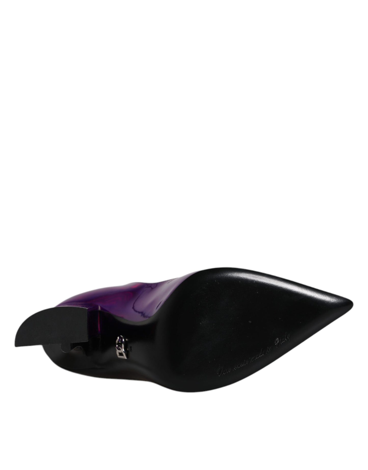 Dolce & Gabbana Purple Black Pointed Ankle Boots Shoes Dolce & Gabbana