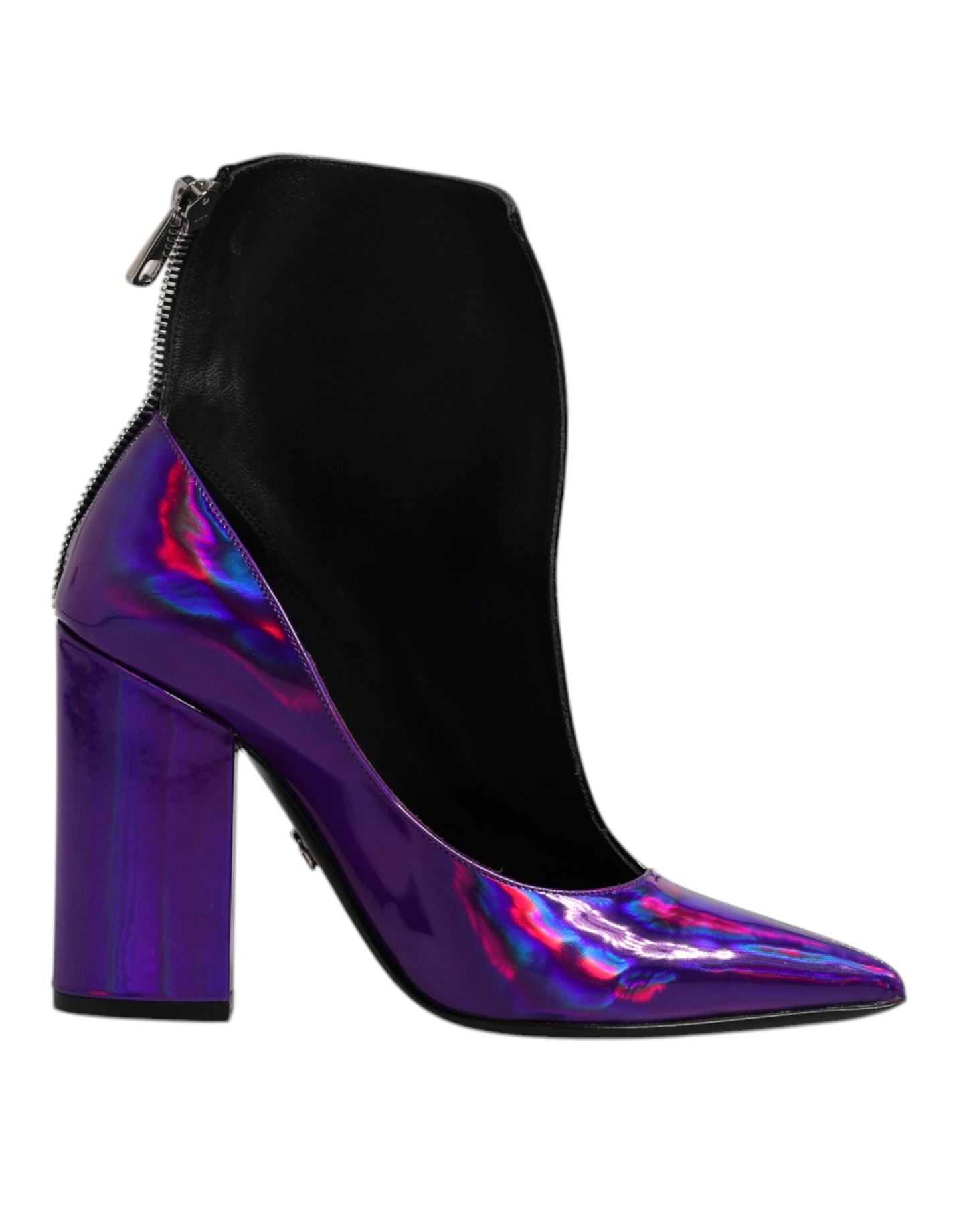 Dolce & Gabbana Purple Black Pointed Ankle Boots Shoes Dolce & Gabbana