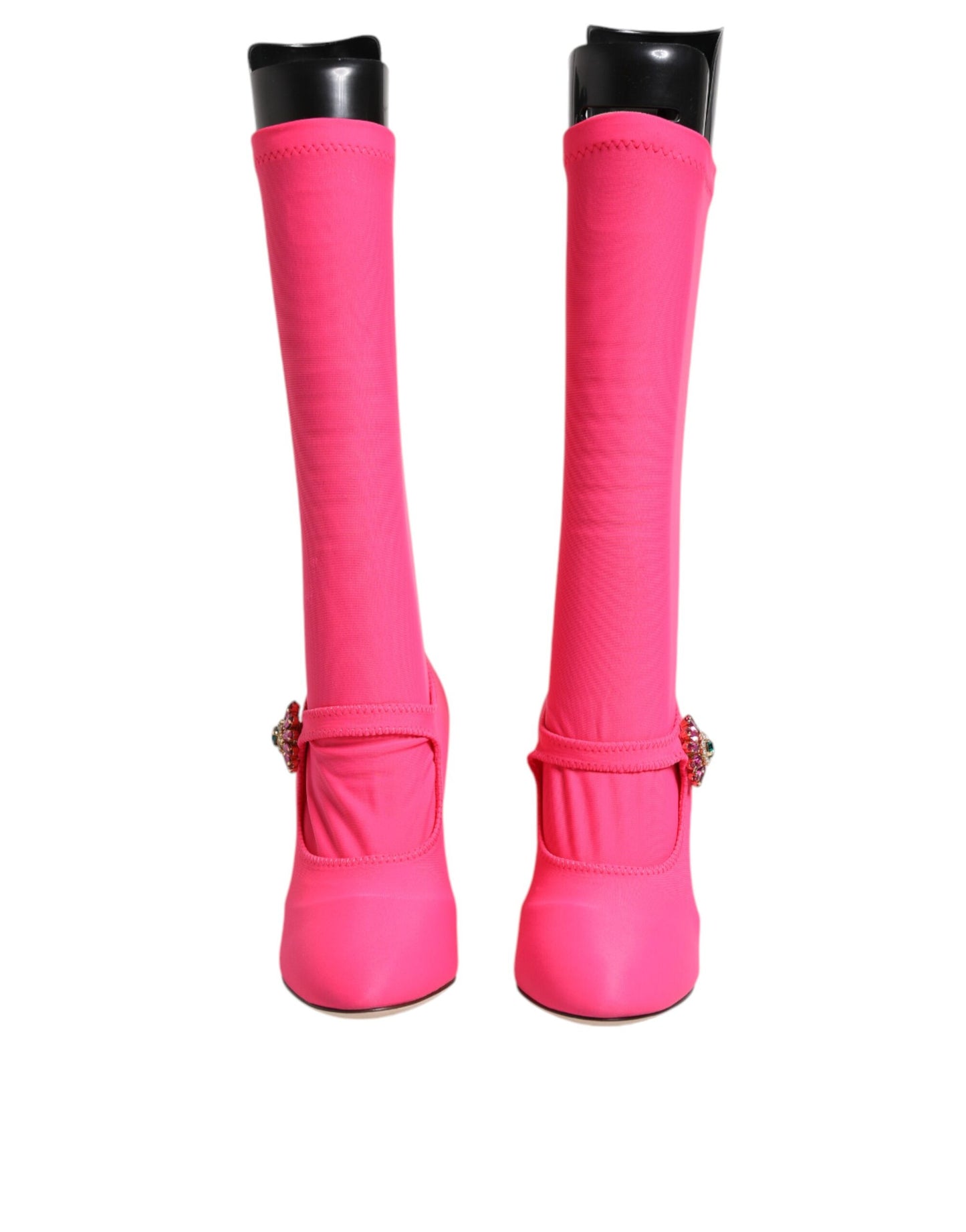 Dolce & Gabbana Pink Nylon Crystal Vally High Boots Shoes Dolce & Gabbana