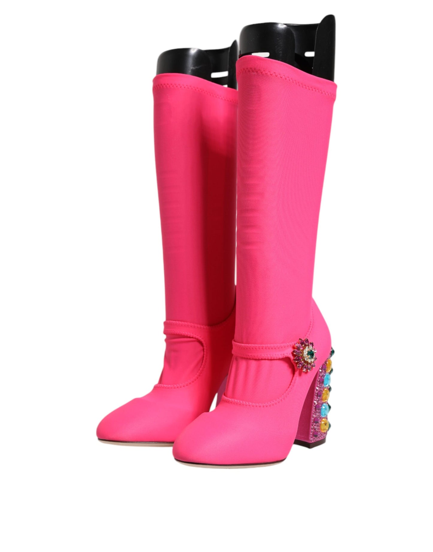 Dolce & Gabbana Pink Nylon Crystal Vally High Boots Shoes Dolce & Gabbana