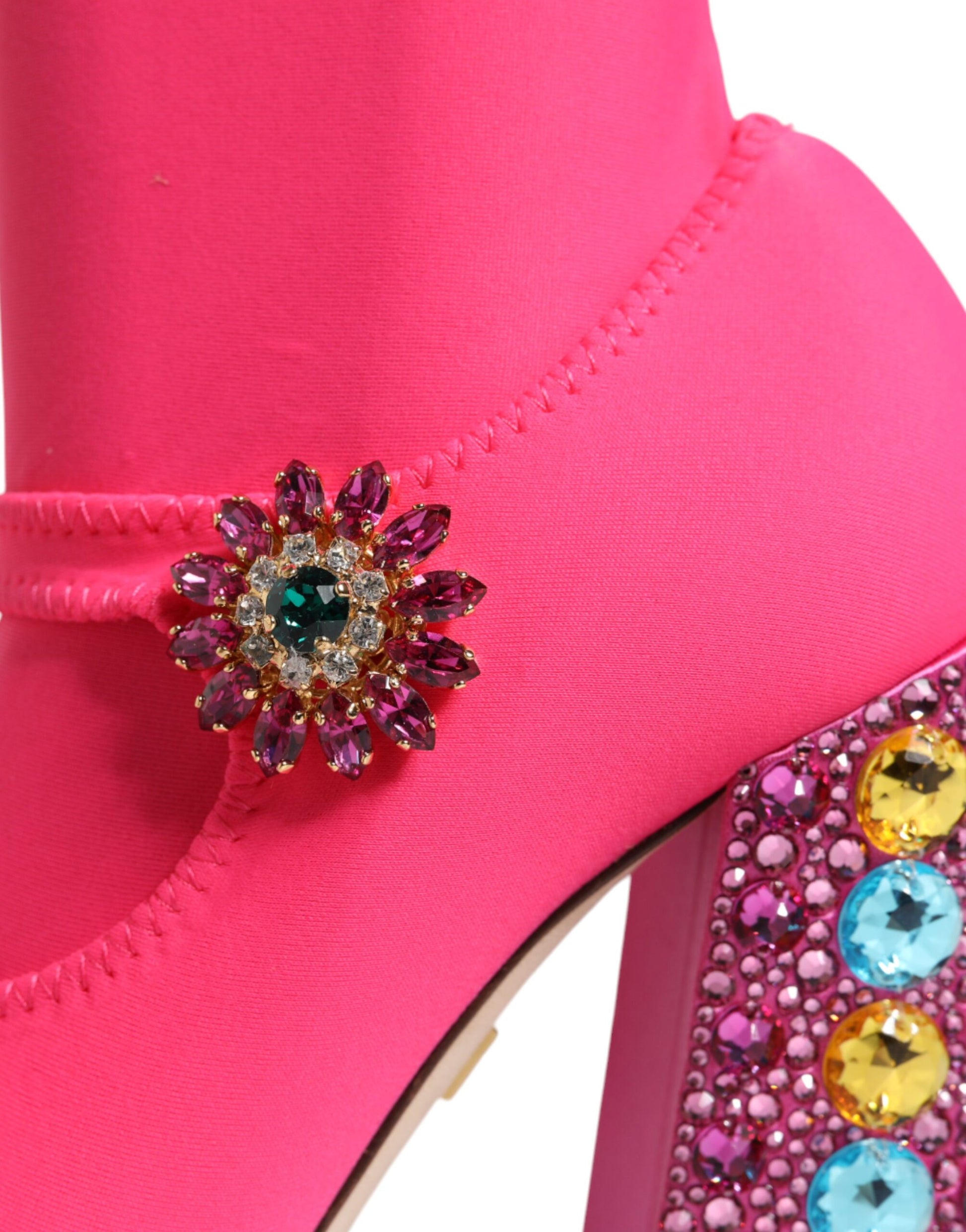 Dolce & Gabbana Pink Nylon Crystal Vally High Boots Shoes Dolce & Gabbana