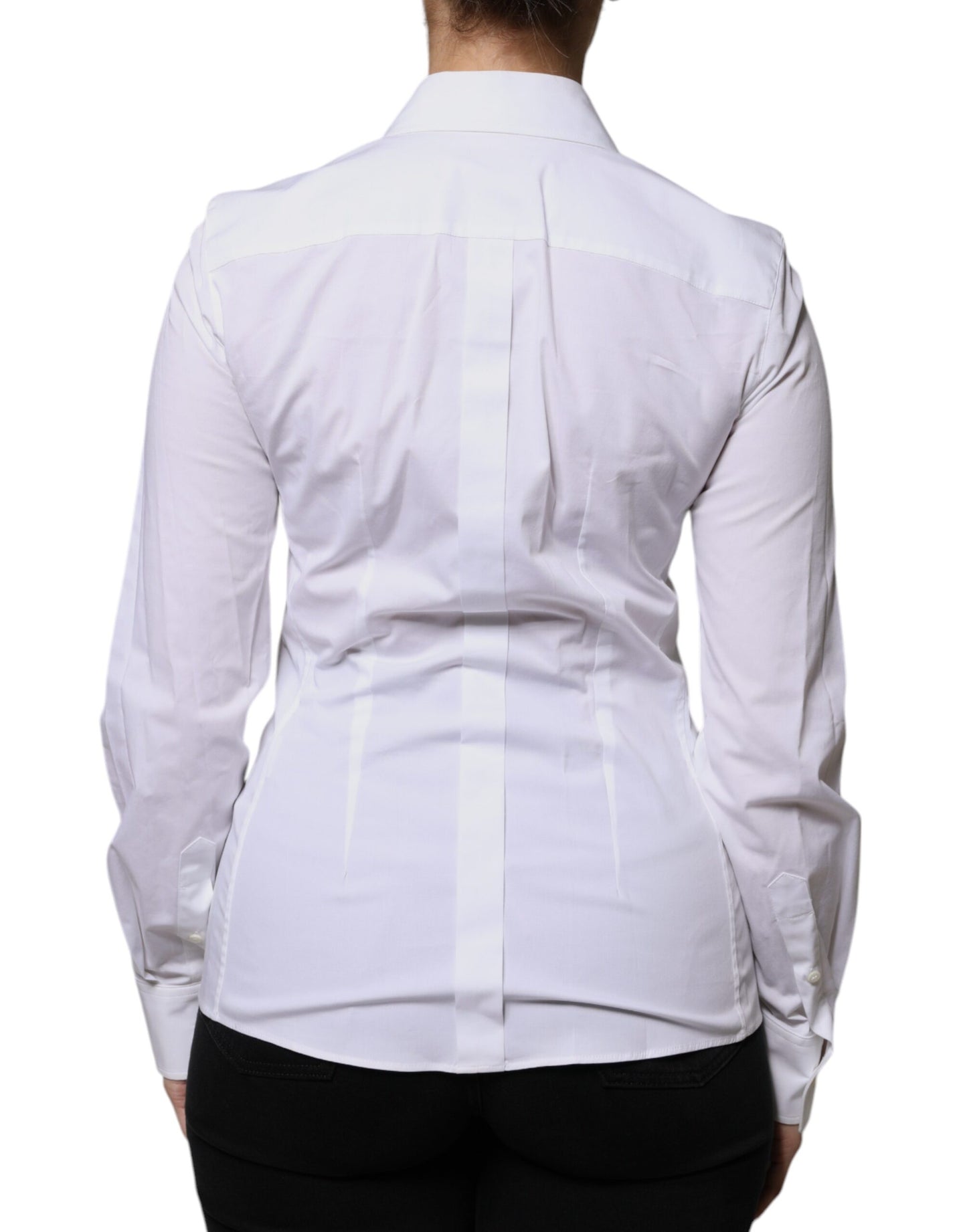 Dolce & Gabbana White Cotton Collared Long Sleeves Shirt Top Dolce & Gabbana