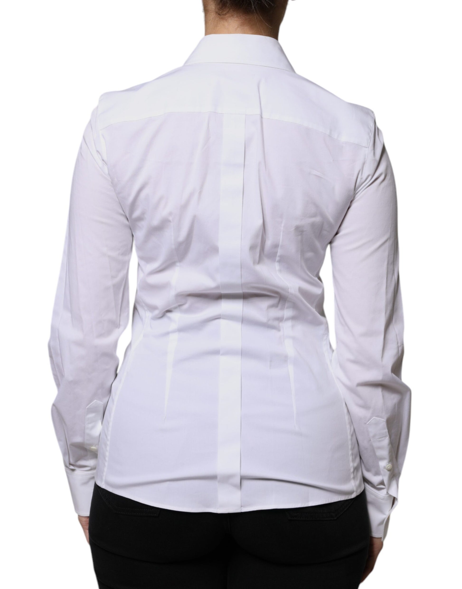 Dolce & Gabbana White Cotton Collared Long Sleeves Shirt Top Dolce & Gabbana
