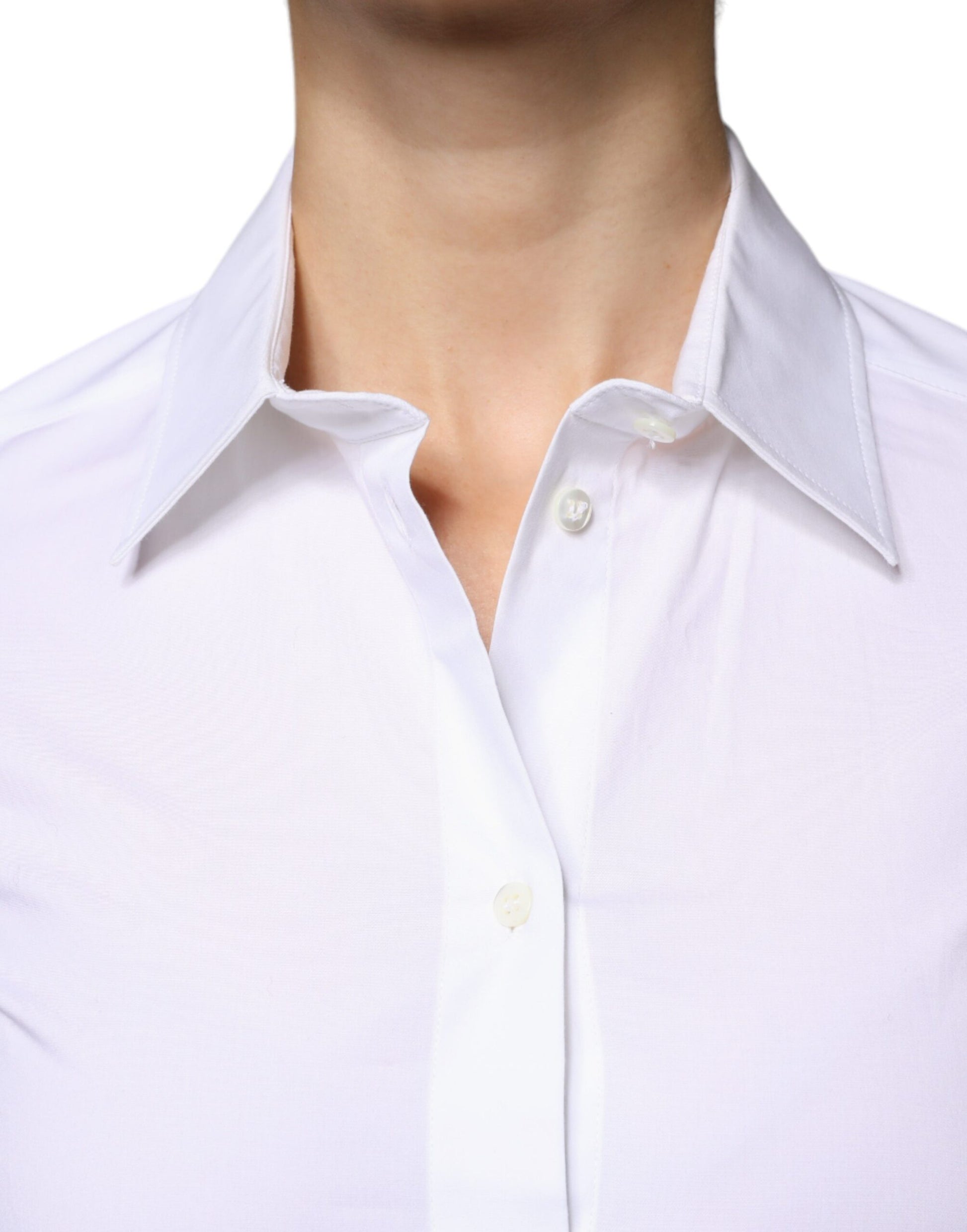 Dolce & Gabbana White Cotton Collared Long Sleeves Shirt Top Dolce & Gabbana