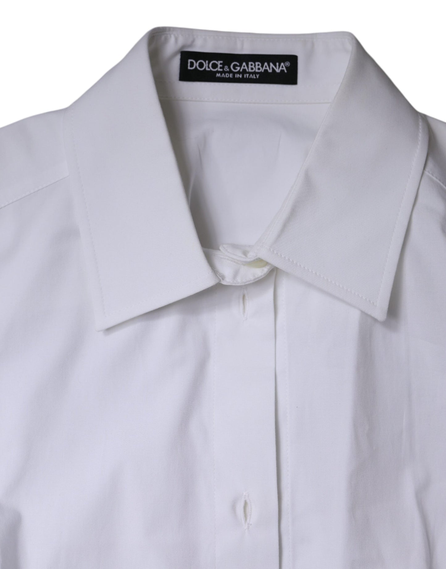 Dolce & Gabbana White Cotton Collared Long Sleeves Shirt Top Dolce & Gabbana