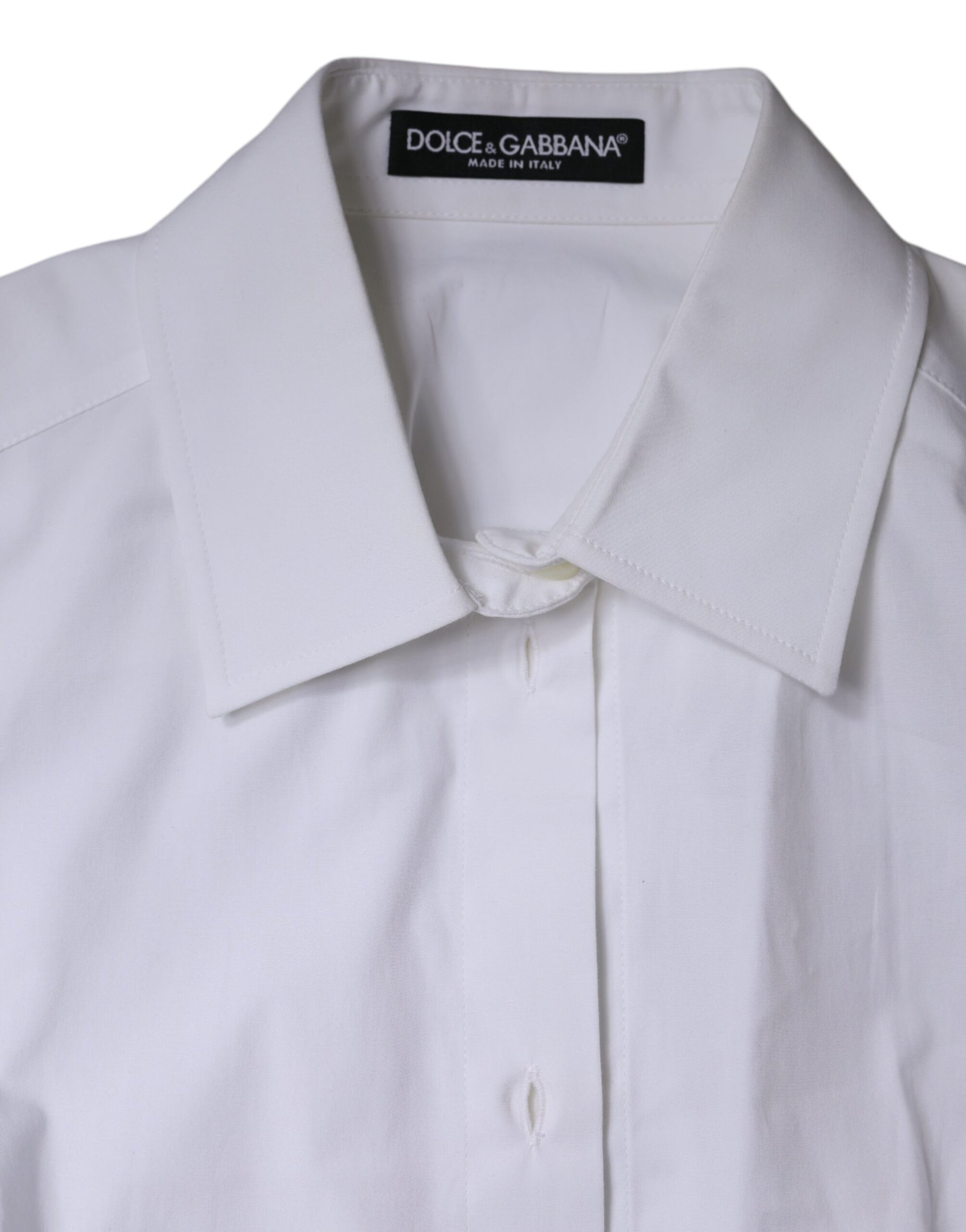 Dolce & Gabbana White Cotton Collared Long Sleeves Shirt Top Dolce & Gabbana
