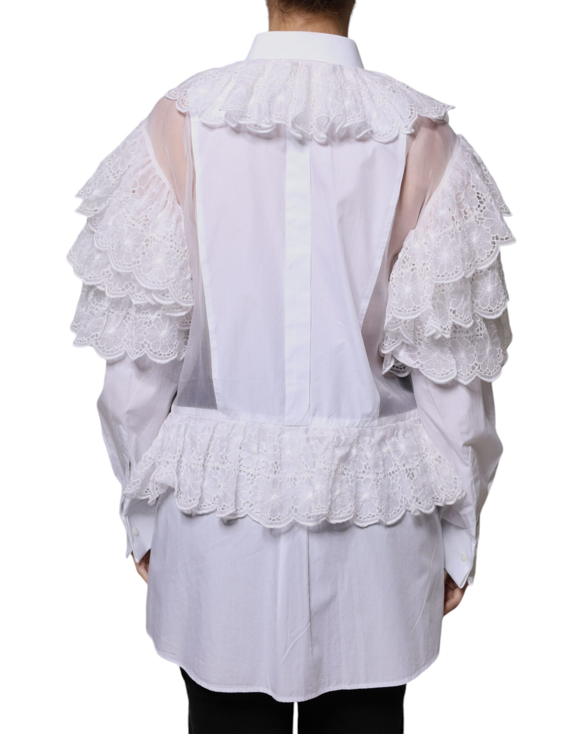 Dolce & Gabbana White Cotton Poplin Shirt Dress Blouse Top Dolce & Gabbana