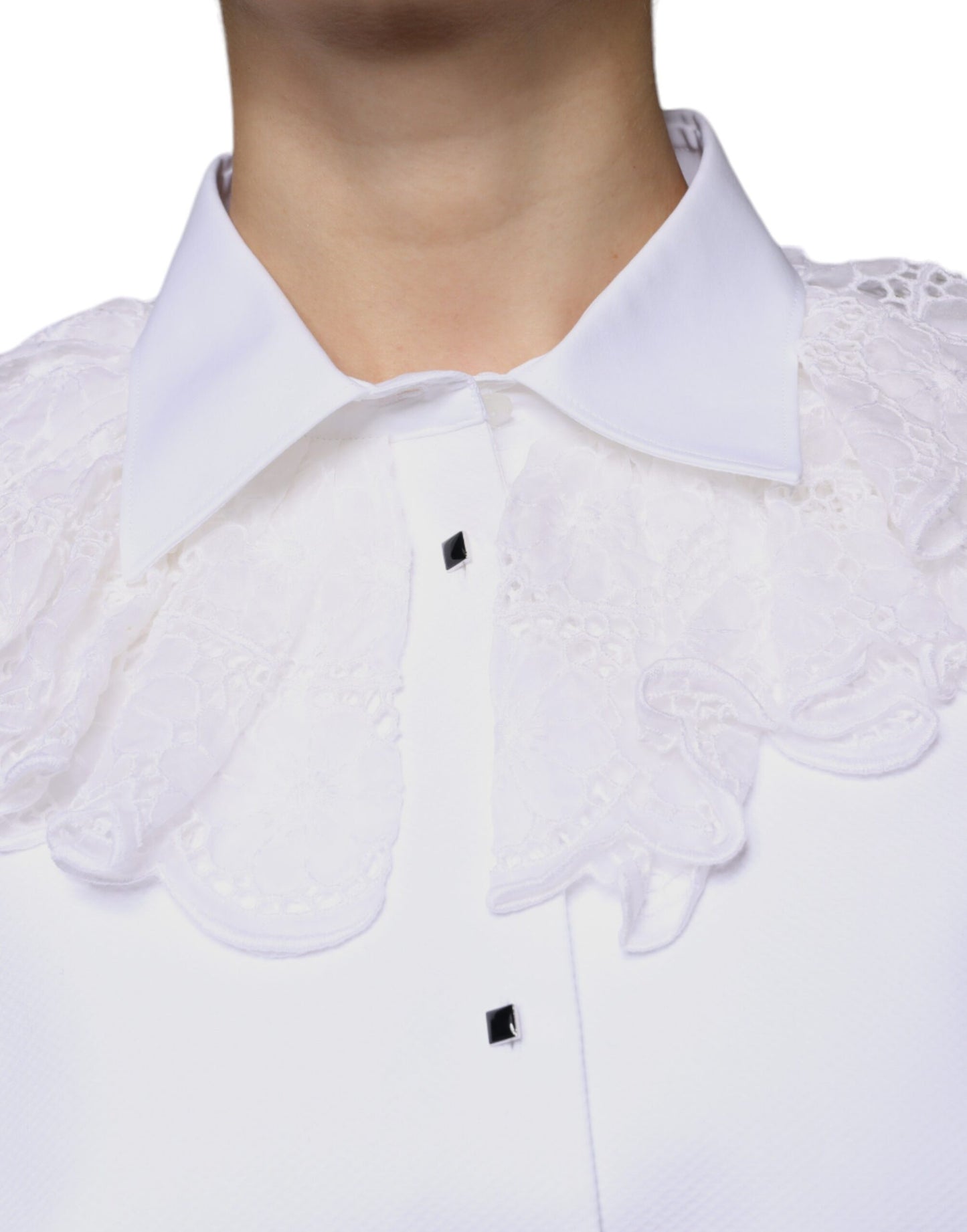 Dolce & Gabbana White Cotton Poplin Shirt Dress Blouse Top Dolce & Gabbana