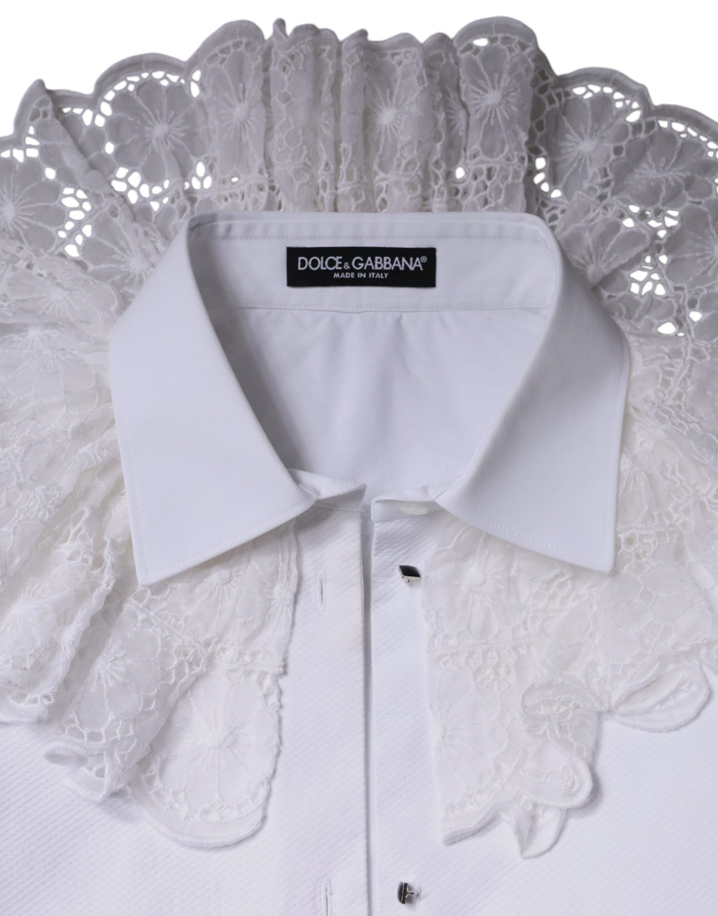 Dolce & Gabbana White Cotton Poplin Shirt Dress Blouse Top Dolce & Gabbana