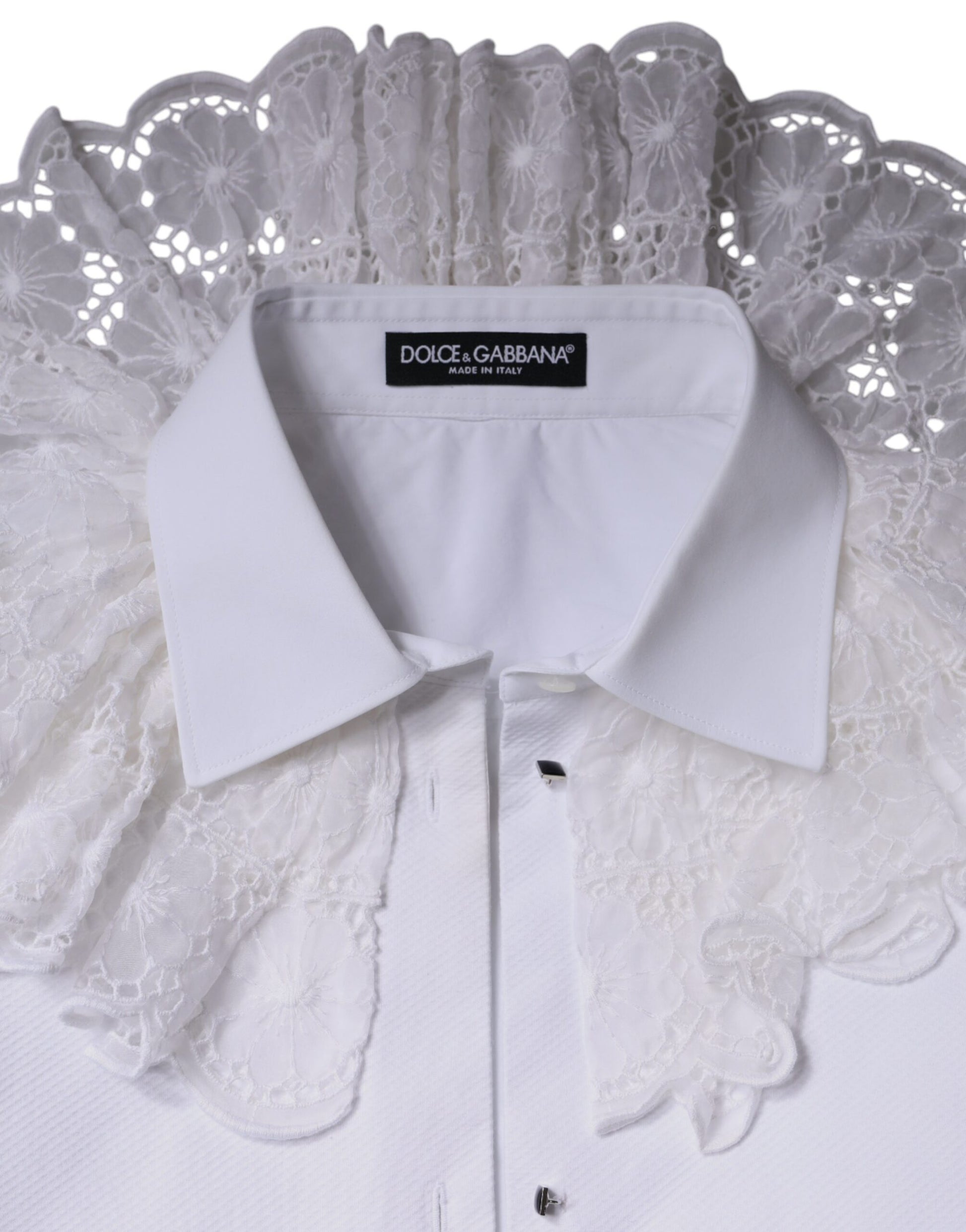 Dolce & Gabbana White Cotton Poplin Shirt Dress Blouse Top Dolce & Gabbana