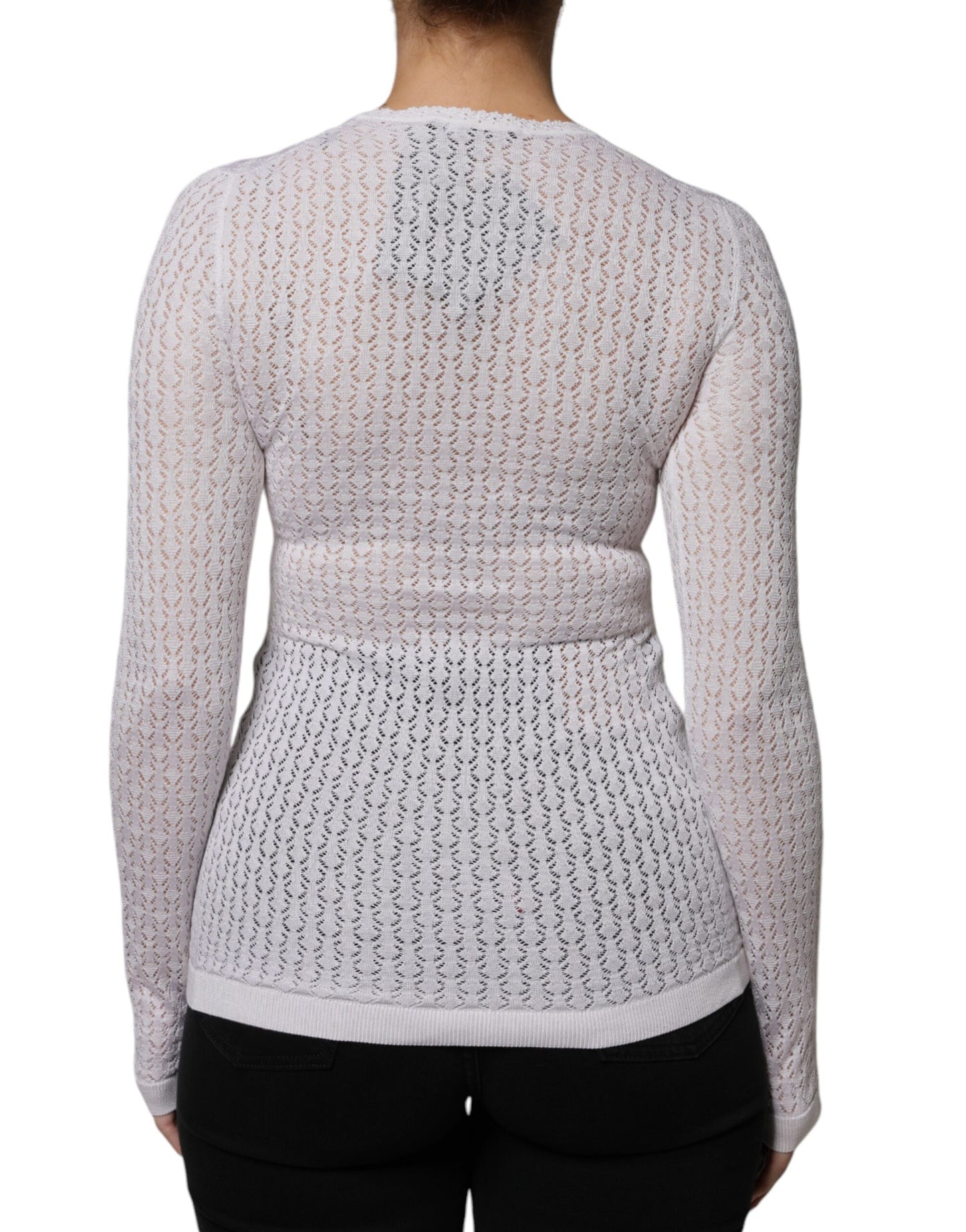 Dolce & Gabbana White Silk Button Down Cardigan Sweater Dolce & Gabbana