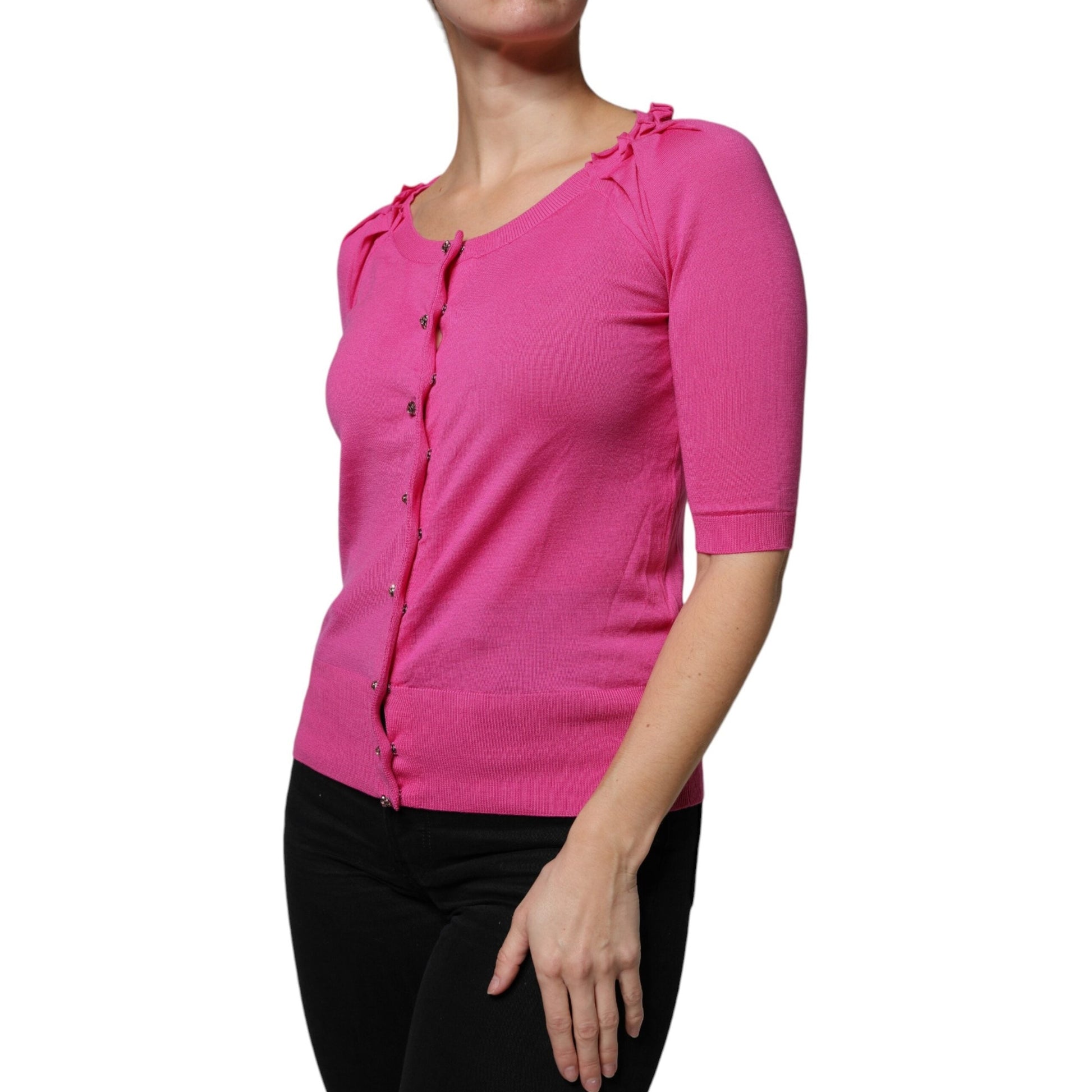 Dolce & Gabbana Pink Wool Button Down Cardigan Sweater Dolce & Gabbana