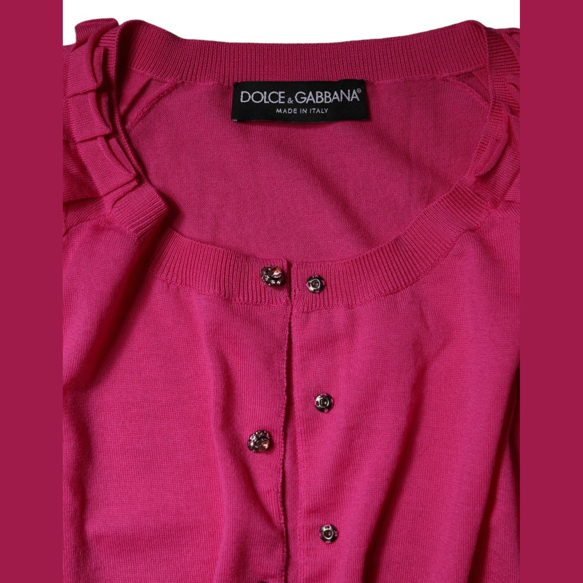 Dolce & Gabbana Pink Wool Button Down Cardigan Sweater Dolce & Gabbana