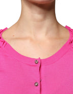 Dolce & Gabbana Pink Wool Button Down Cardigan Sweater