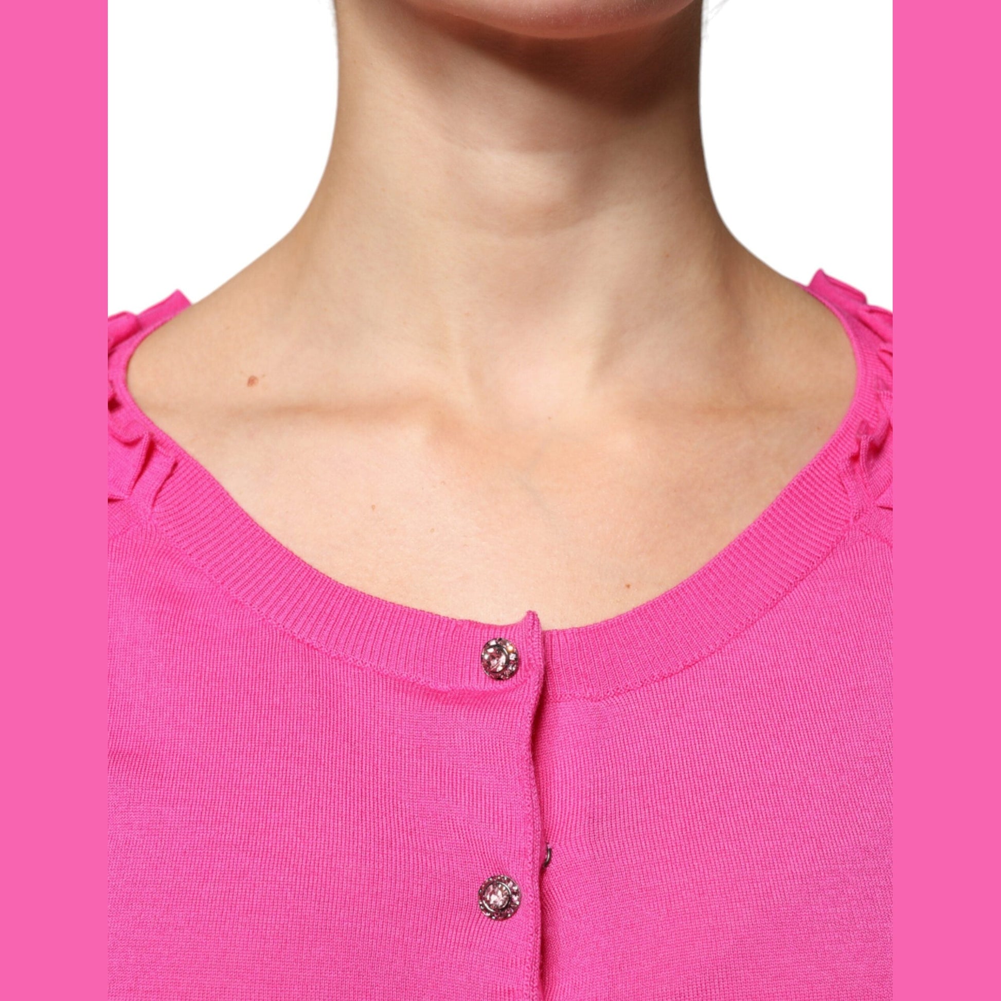 Dolce & Gabbana Pink Wool Button Down Cardigan Sweater Dolce & Gabbana