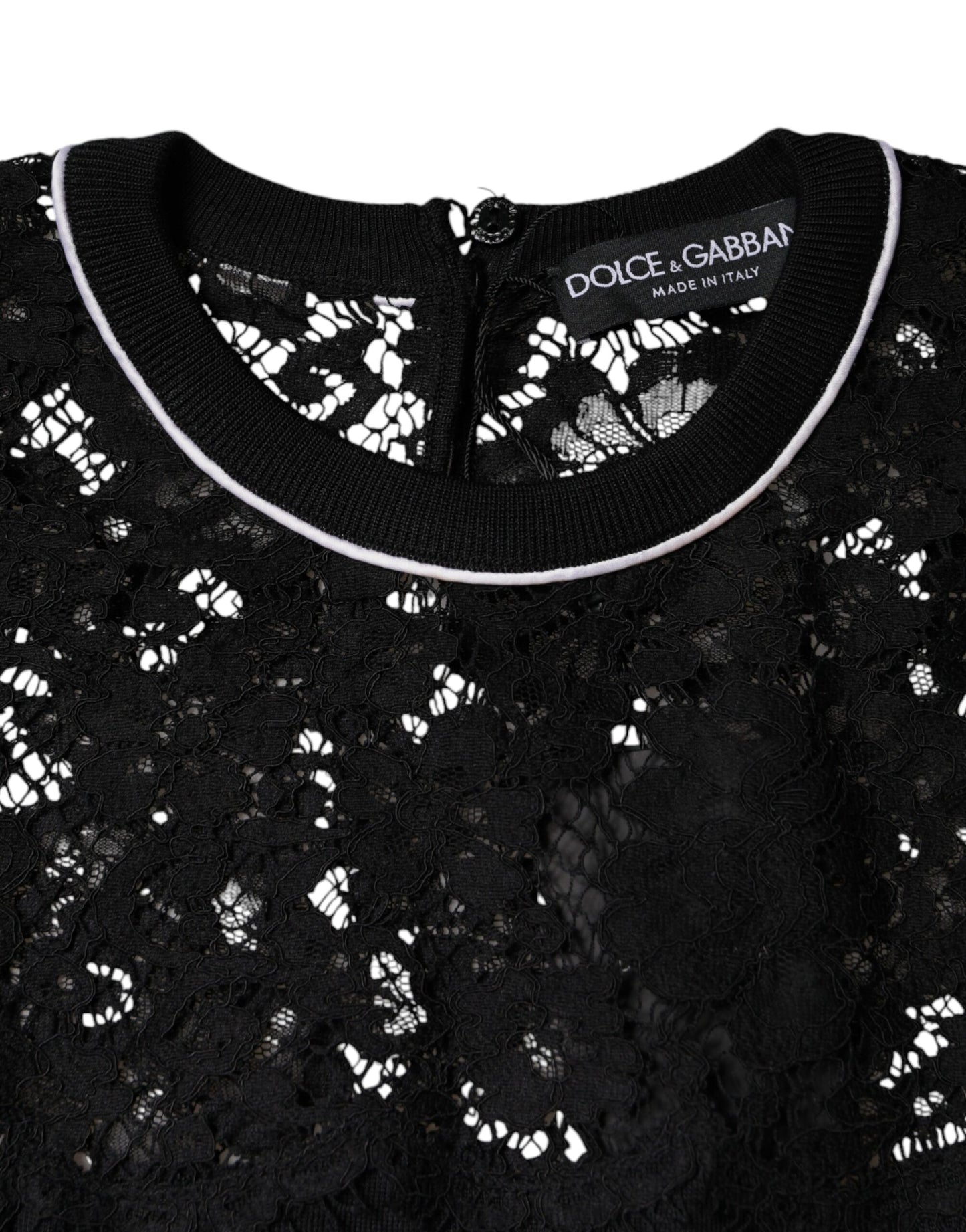 Dolce & Gabbana Black Floral Lace Silk Pullover Blouse Top Dolce & Gabbana