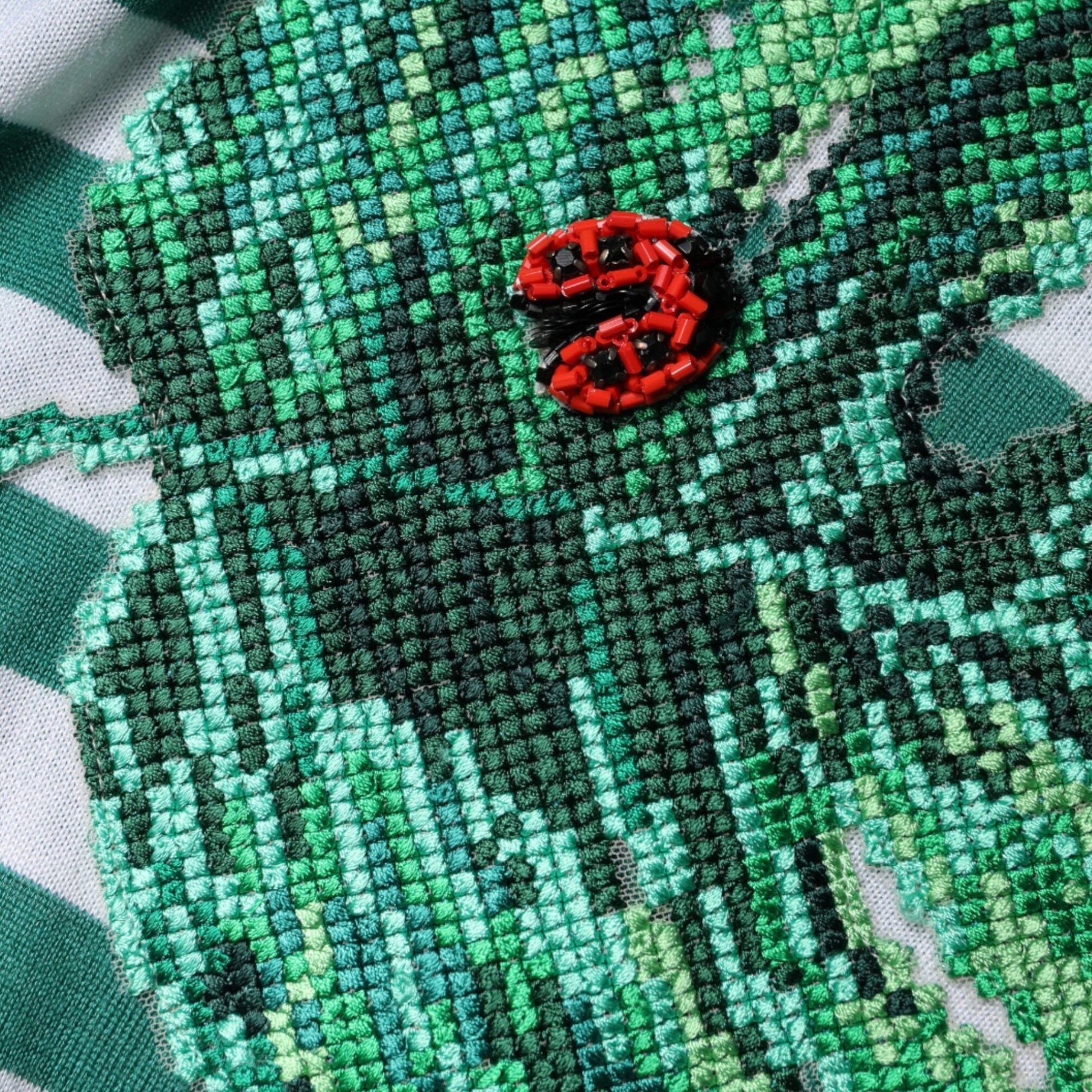 Dolce & Gabbana White Green Stripe Leaf Crew Neck T-shirt Dolce & Gabbana