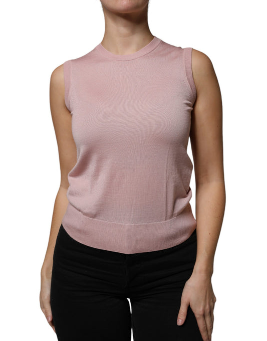 Dolce & Gabbana Pink Cashmere Knitted Sleeveless Tank Top Dolce & Gabbana