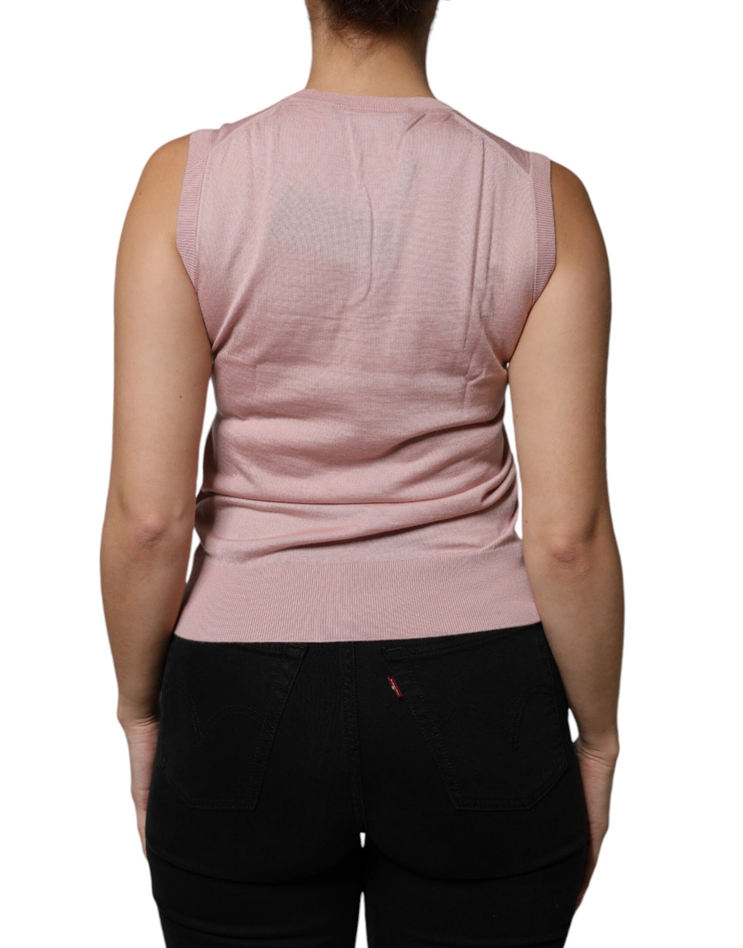Dolce & Gabbana Pink Cashmere Knitted Sleeveless Tank Top Dolce & Gabbana