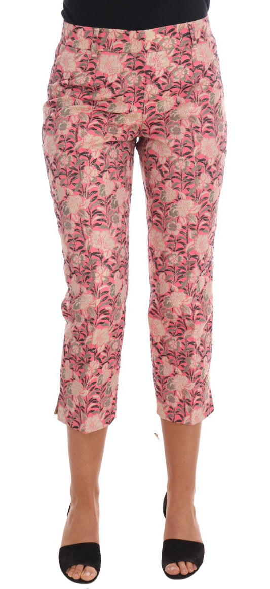 Dolce & Gabbana Pink Floral Brocade Capri Pants Dolce & Gabbana
