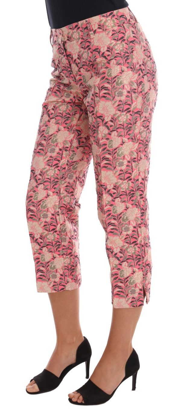 Dolce & Gabbana Pink Floral Brocade Capri Pants Dolce & Gabbana
