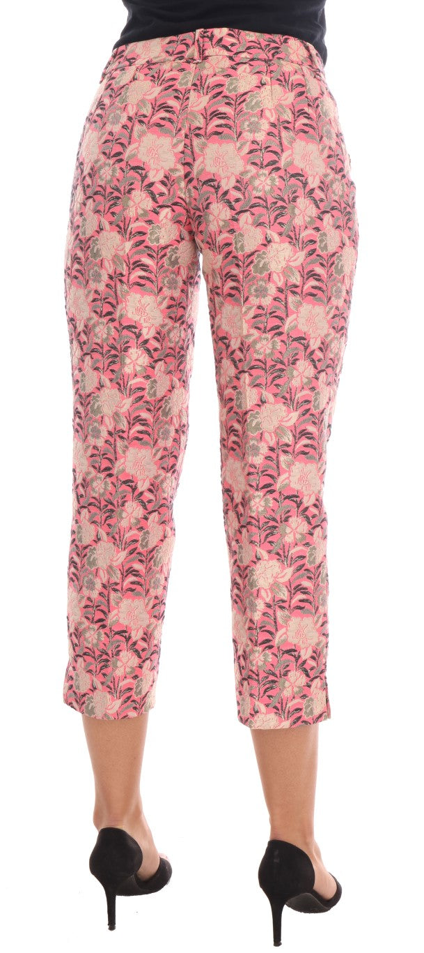 Dolce & Gabbana Pink Floral Brocade Capri Pants Dolce & Gabbana