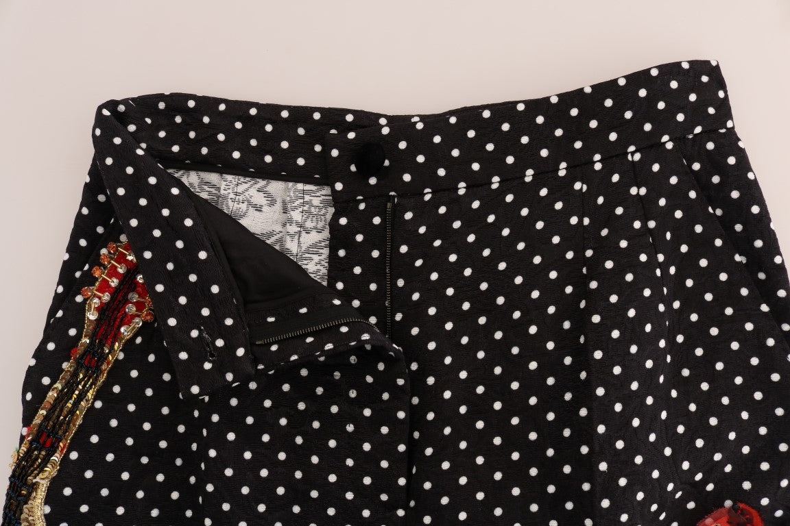 Dolce & Gabbana Black Polka Dot Sicily Crystal Pants Dolce & Gabbana