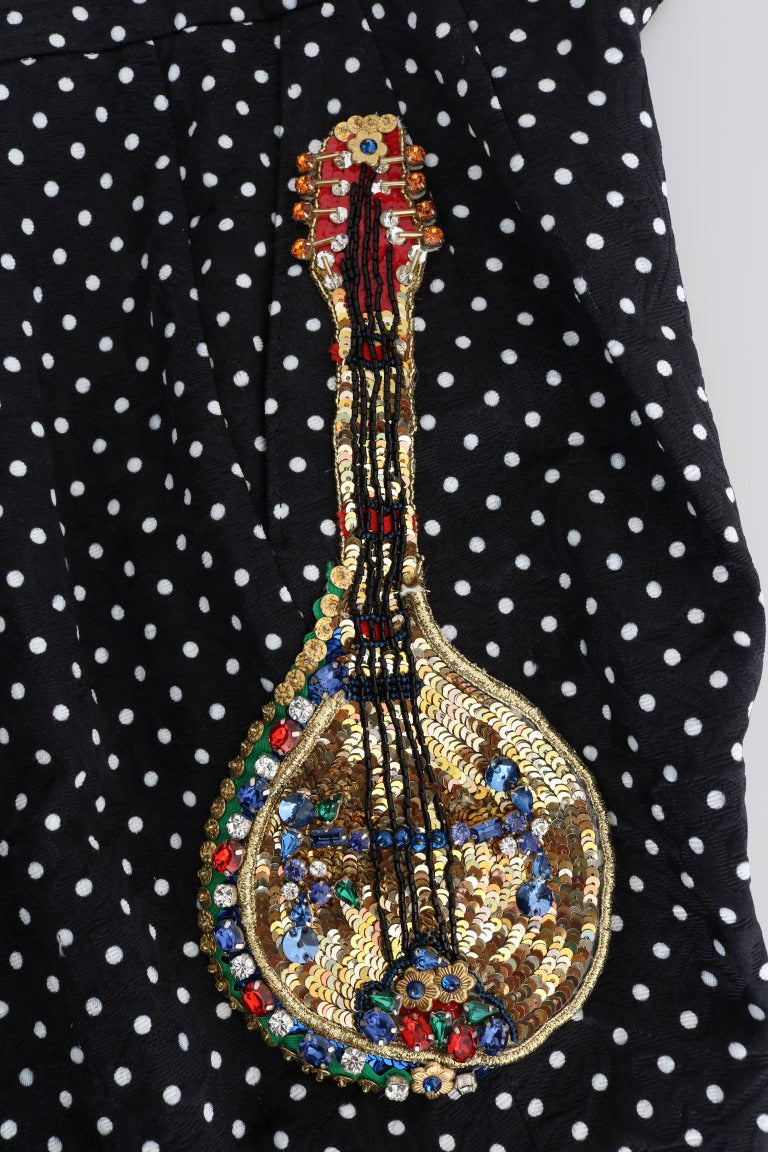 Dolce & Gabbana Black Polka Dot Sicily Crystal Pants Dolce & Gabbana