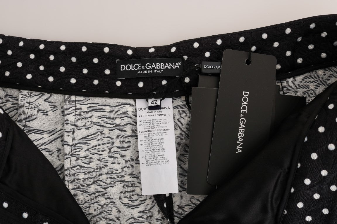 Dolce & Gabbana Black Polka Dot Sicily Crystal Pants Dolce & Gabbana