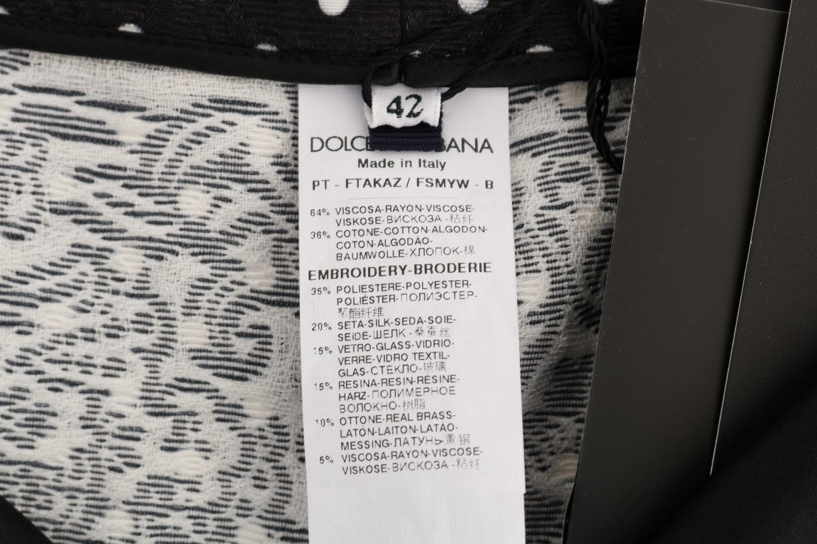 Dolce & Gabbana Black Polka Dot Sicily Crystal Pants Dolce & Gabbana