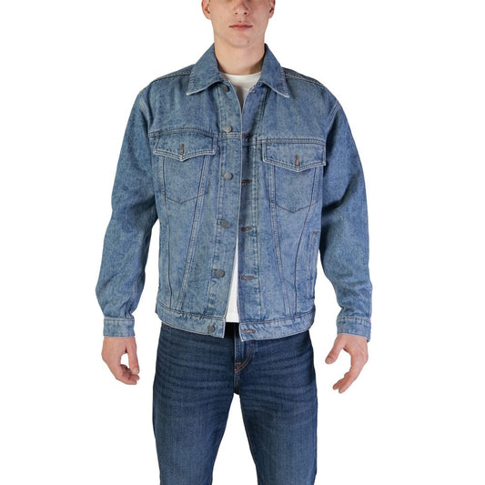 Hugo Boss Light Blue Cotton Jackets & Coat Hugo Boss