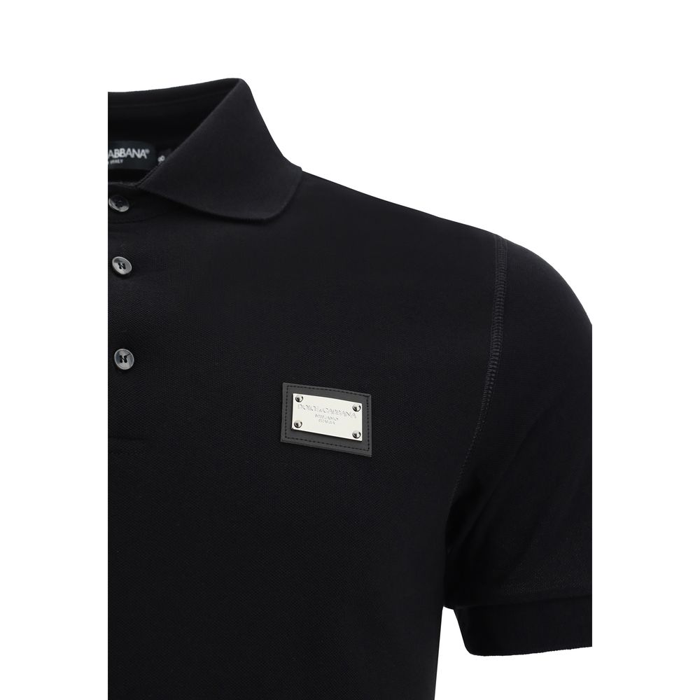 Dolce & Gabbana Black Cotton Polo Shirt Dolce & Gabbana