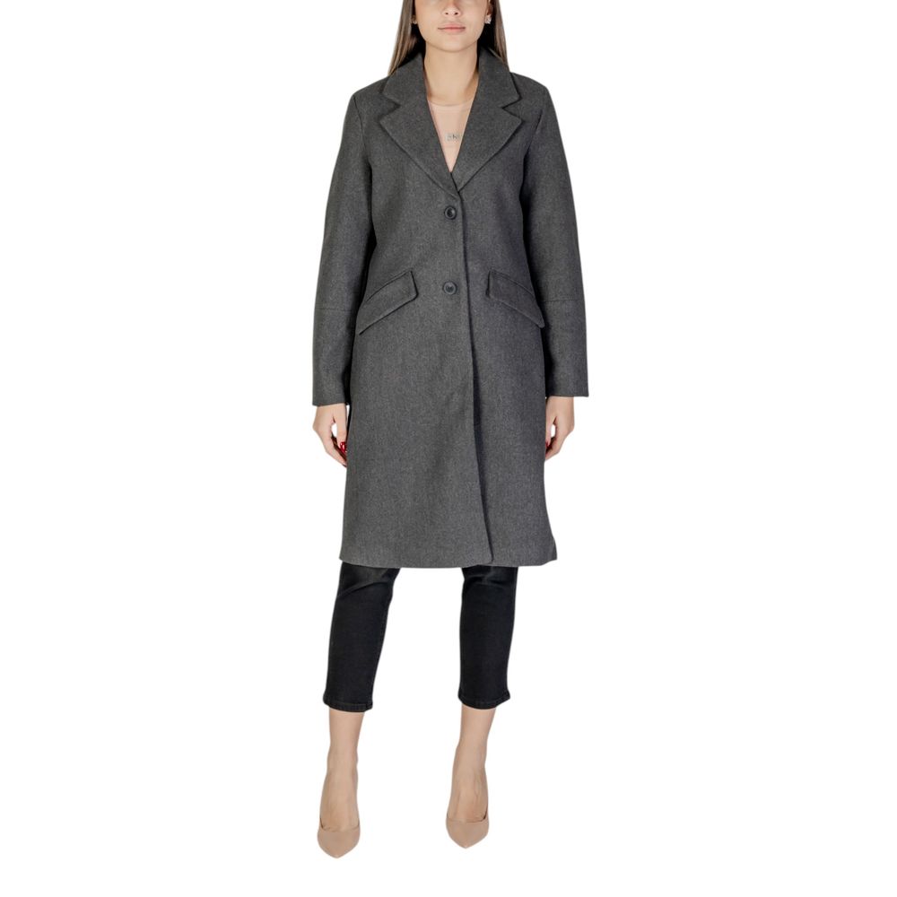 Vero Moda Gray Polyester Coat Vero Moda