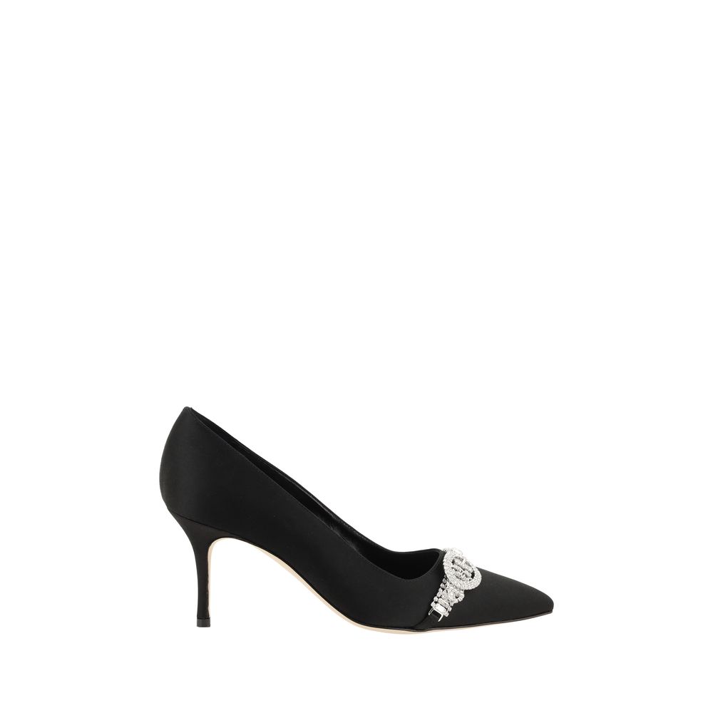 Manolo Blahnik Black Asapump Satin Pumps Manolo Blahnik