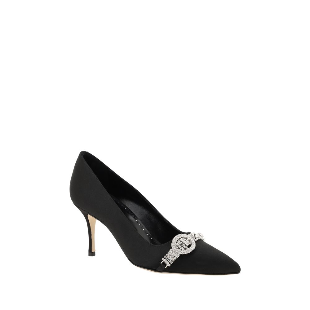 Manolo Blahnik Black Asapump Satin Pumps Manolo Blahnik