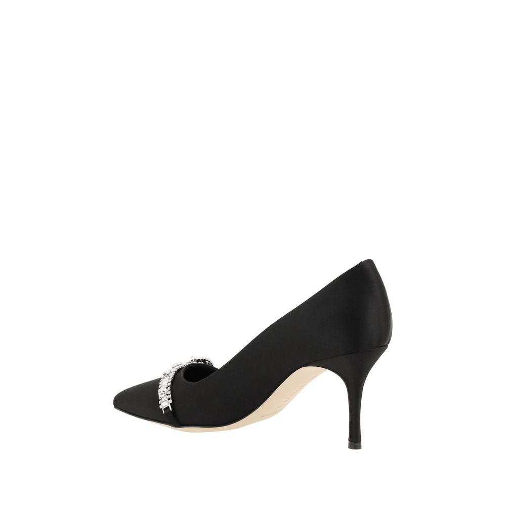 Manolo Blahnik Black Asapump Satin Pumps Manolo Blahnik