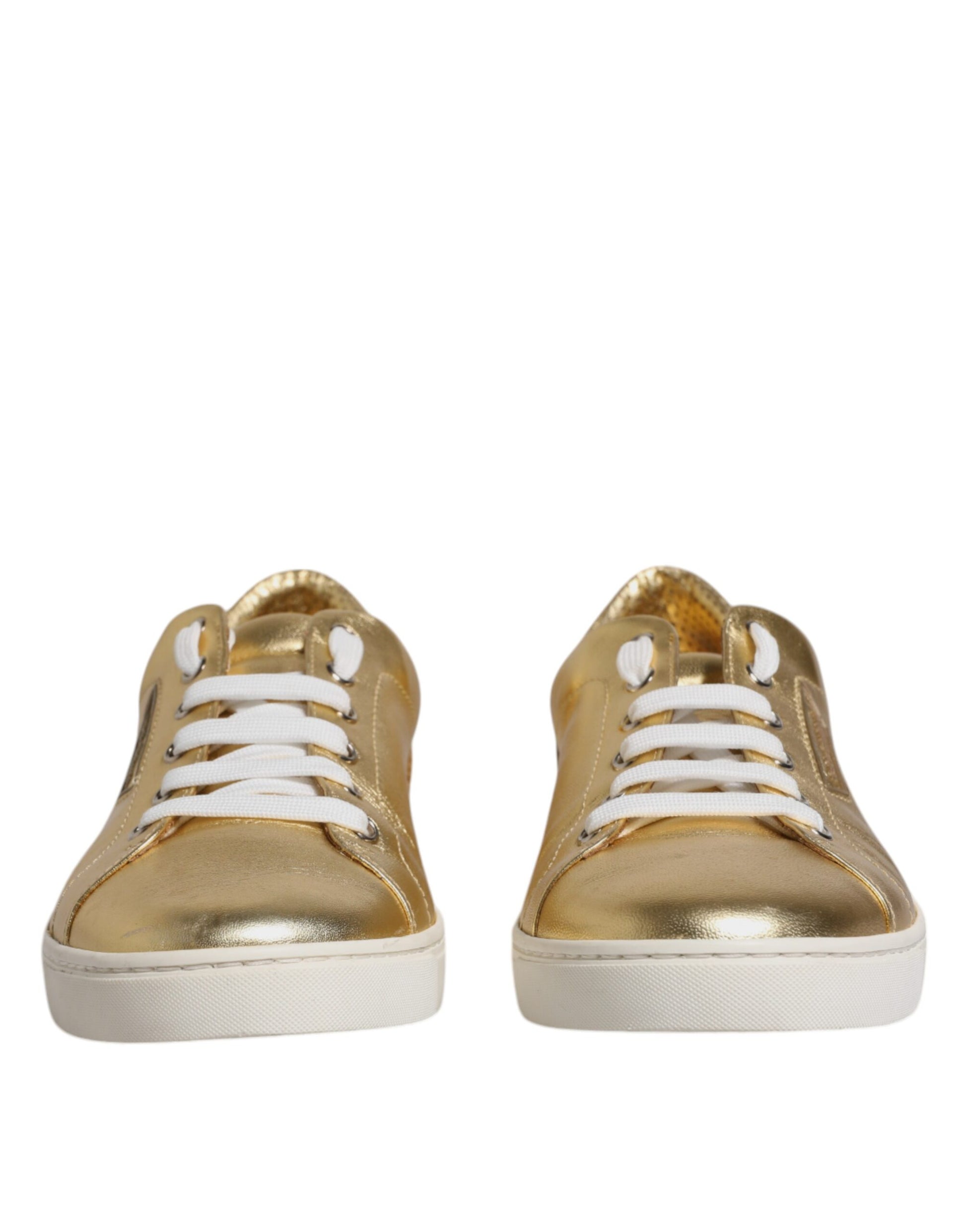 Dolce & Gabbana Gold Leather Logo London Men Sneakers Shoes Dolce & Gabbana