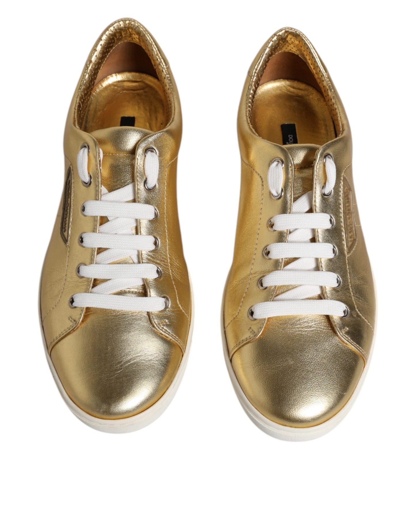 Dolce & Gabbana Gold Leather Logo London Men Sneakers Shoes Dolce & Gabbana