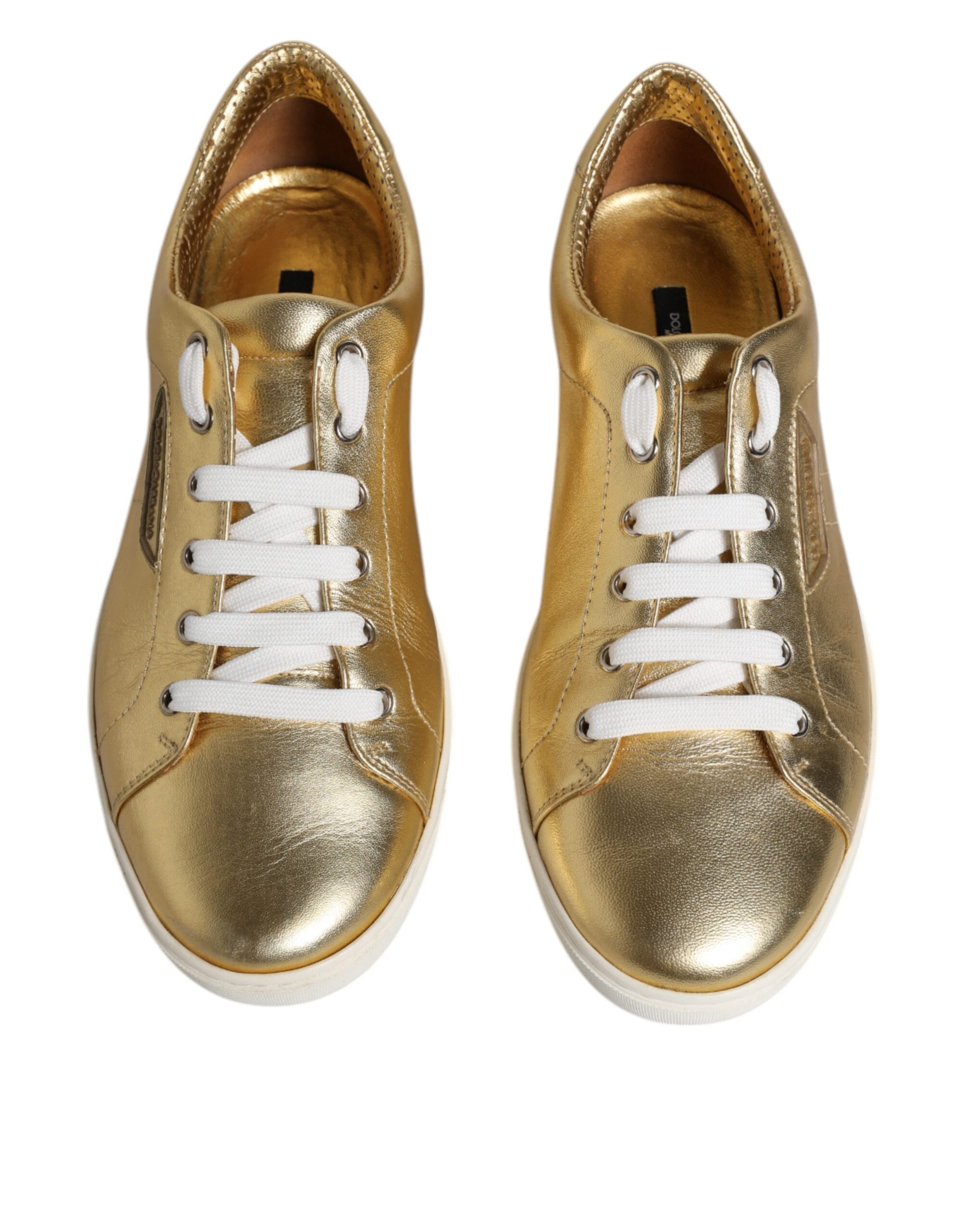 Dolce & Gabbana Gold Leather Logo London Men Sneakers Shoes Dolce & Gabbana