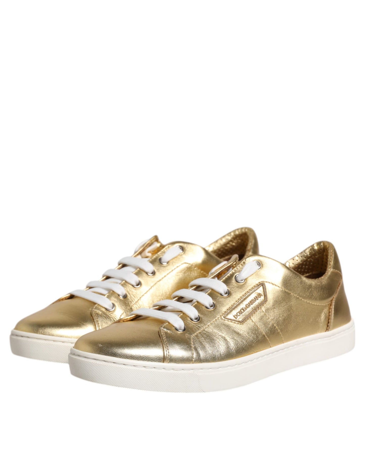 Dolce & Gabbana Gold Leather Logo London Men Sneakers Shoes Dolce & Gabbana