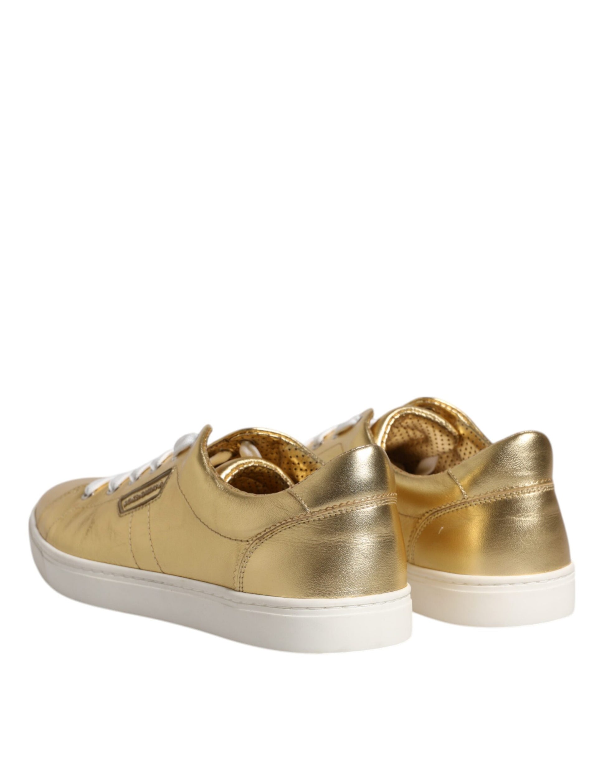 Dolce & Gabbana Gold Leather Logo London Men Sneakers Shoes Dolce & Gabbana