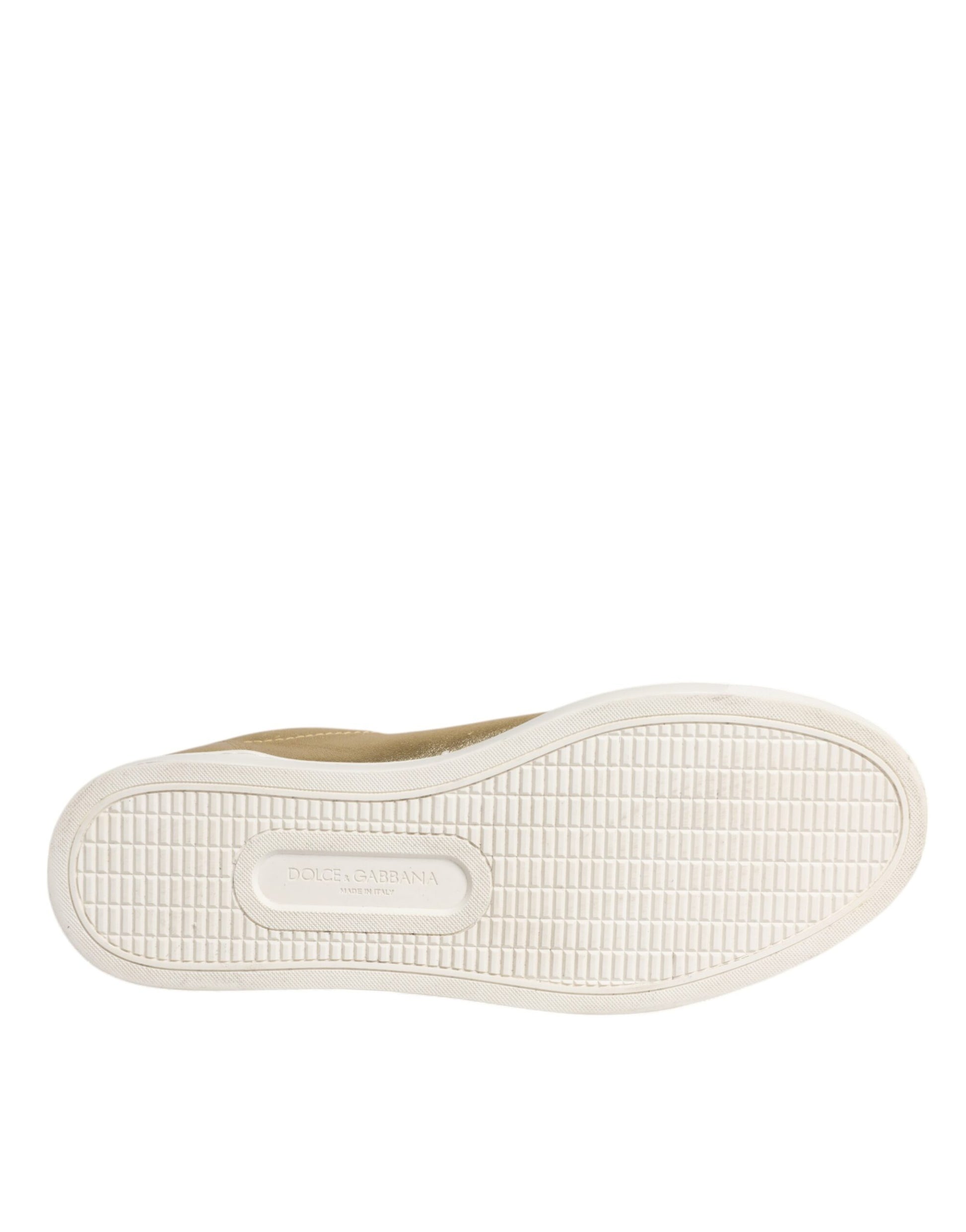 Dolce & Gabbana Gold Leather Logo London Men Sneakers Shoes Dolce & Gabbana