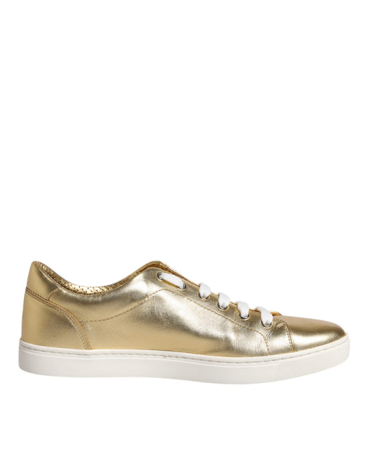 Dolce & Gabbana Gold Leather Logo London Men Sneakers Shoes Dolce & Gabbana
