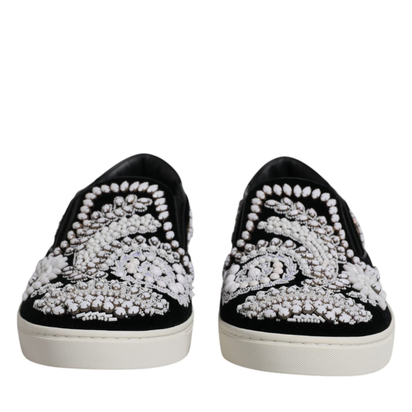 Dolce & Gabbana Black Embellished London Men Slip On Shoes Dolce & Gabbana