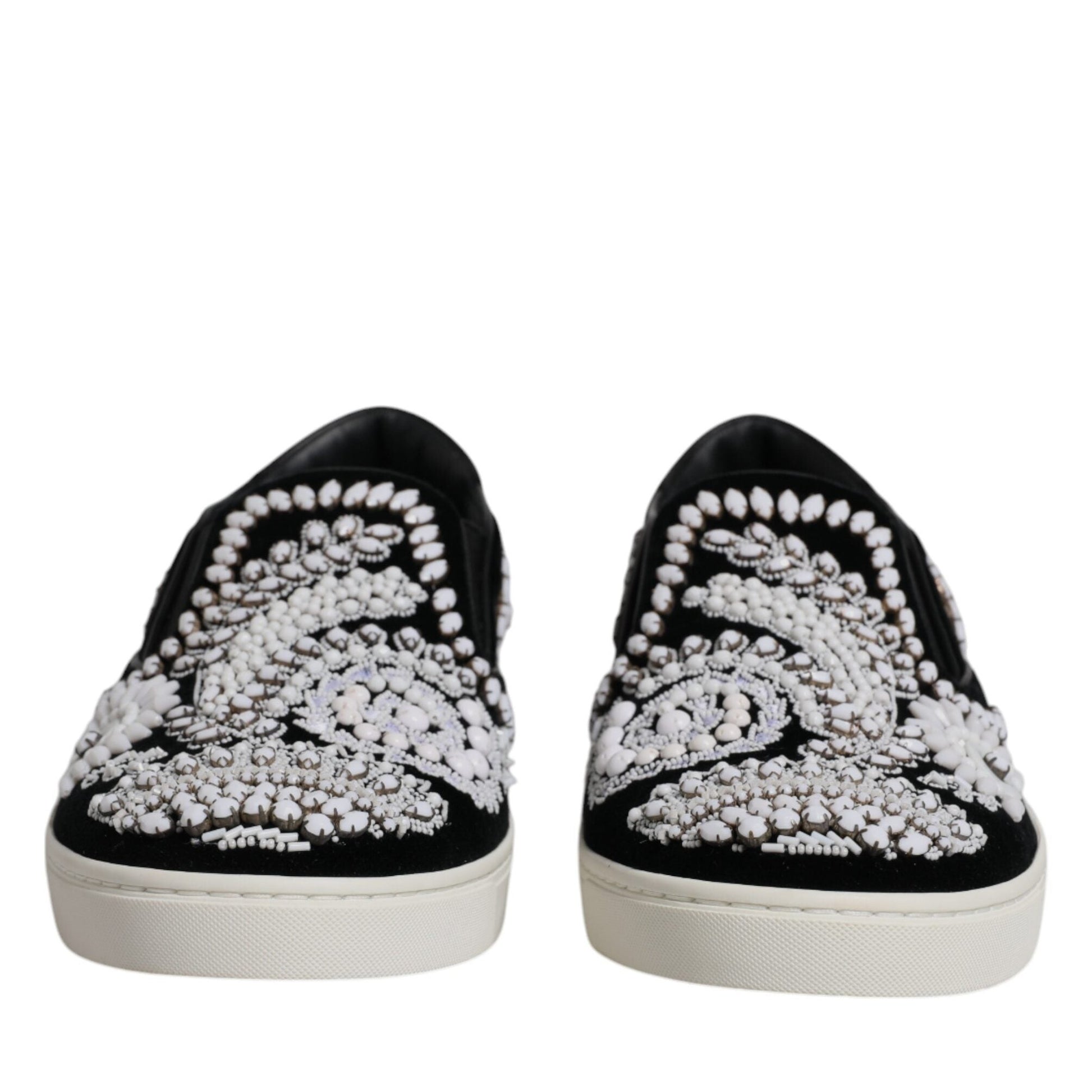 Dolce & Gabbana Black Embellished London Men Slip On Shoes Dolce & Gabbana